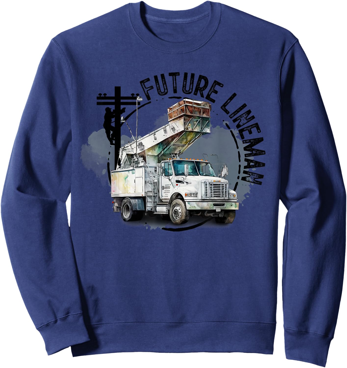 Future Lineman Bucket Truck Kid Future Electric Cable To Be Sweatshirt - Sweatshirt | Navy