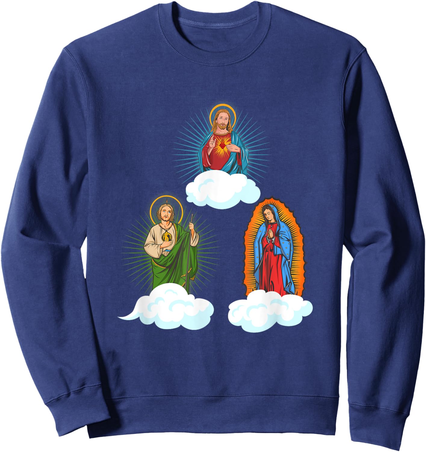 Jesus. Virgen María y San Judas Tadeo In Clouds Sweatshirt - Sweatshirt | Navy