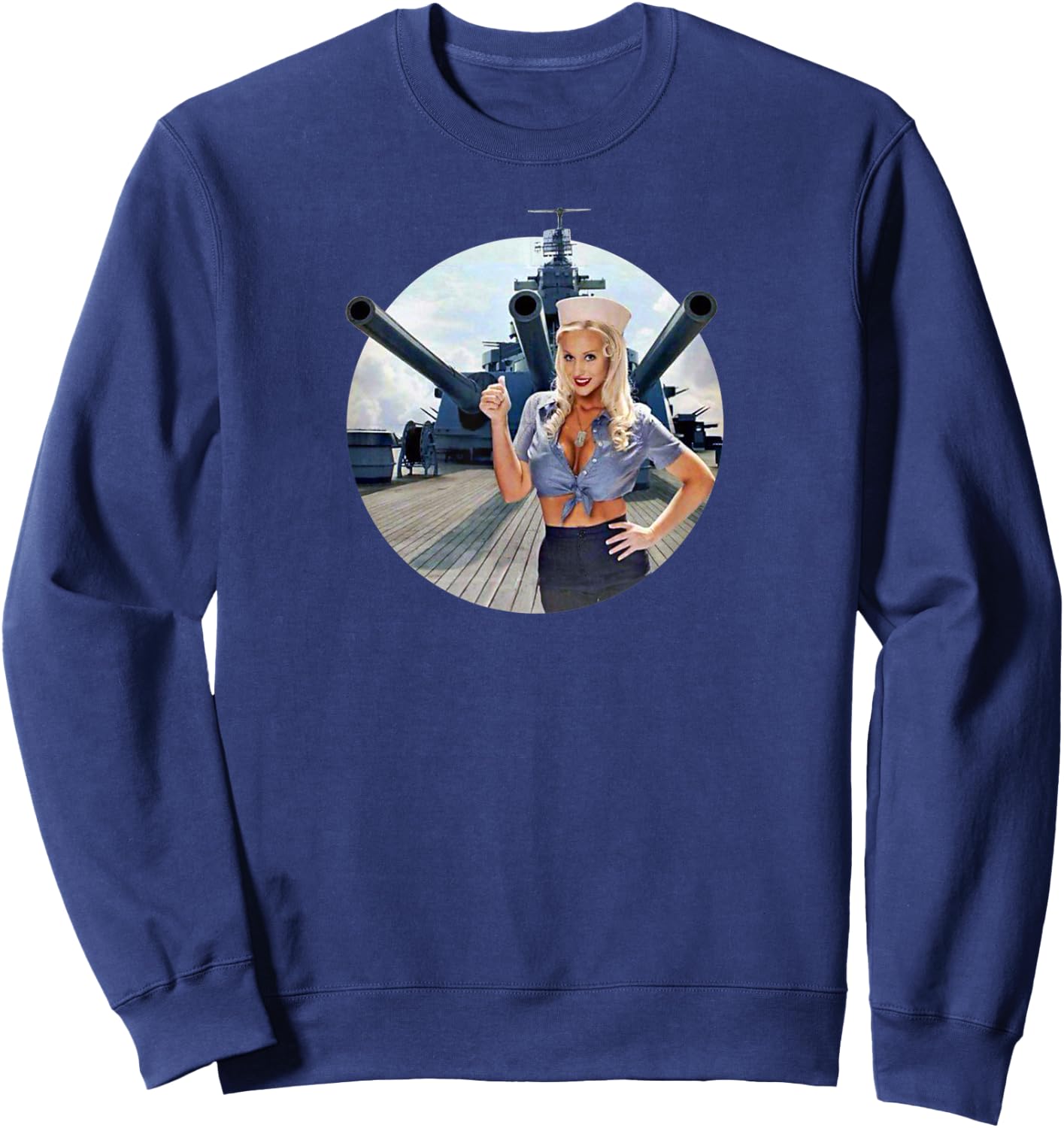 Pinup Girl Navy WW2 Vintage Poster Sweatshirt - Sweatshirt | Navy