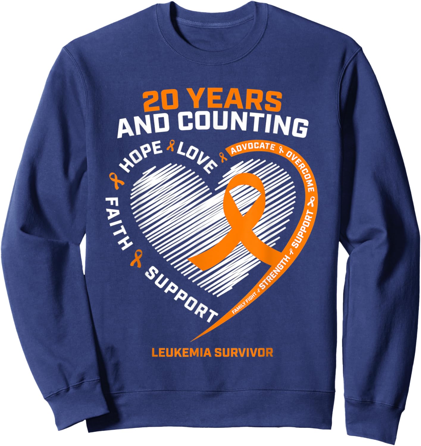 20 Years Cancer Free Products Men Women Leukemia Survivor Sweatshirt - Sweatshirt | Navy