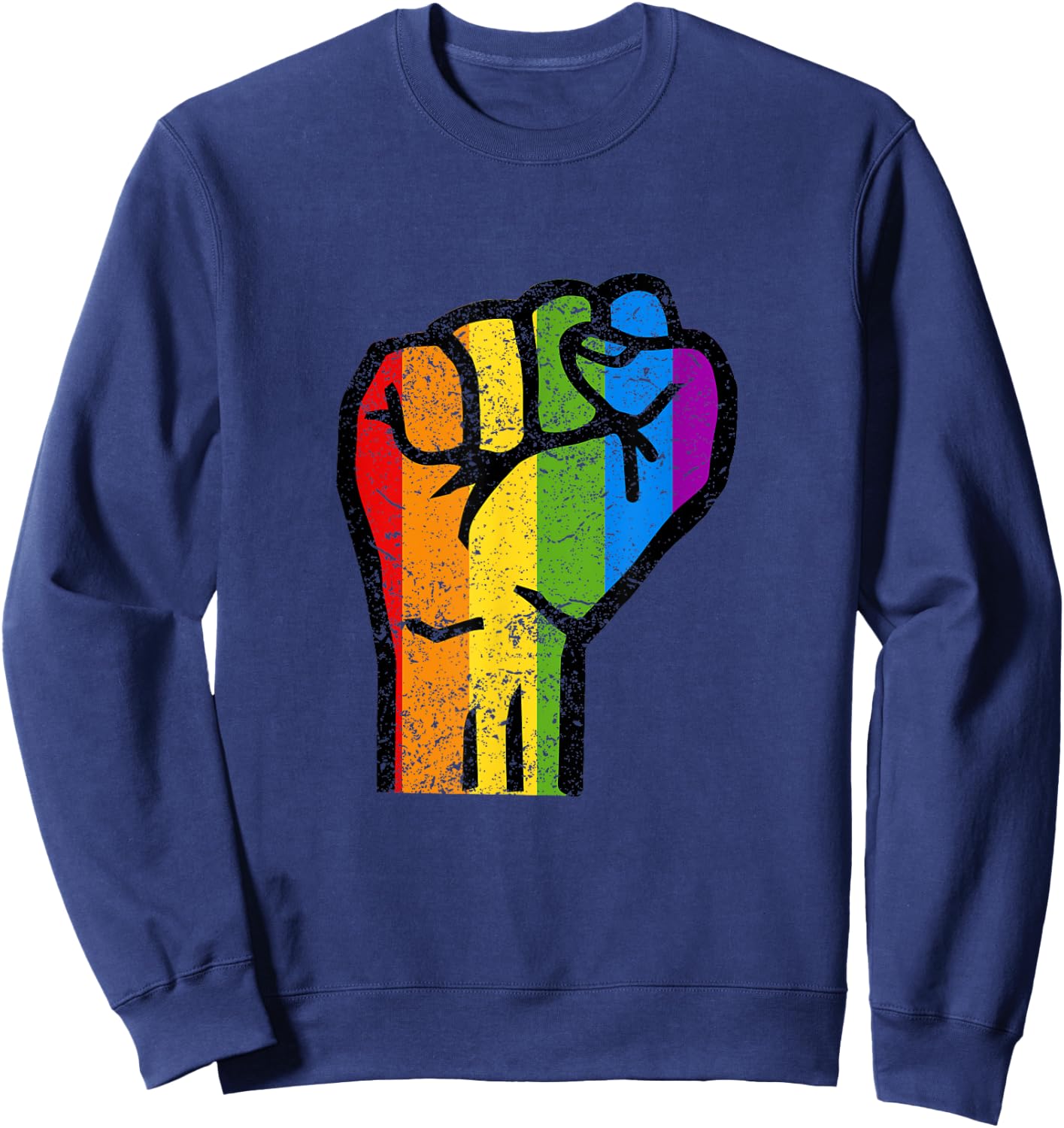 Gay Pride Resist Fist Rainbow Flag LGBTQ Sweatshirt - Sweatshirt | Navy