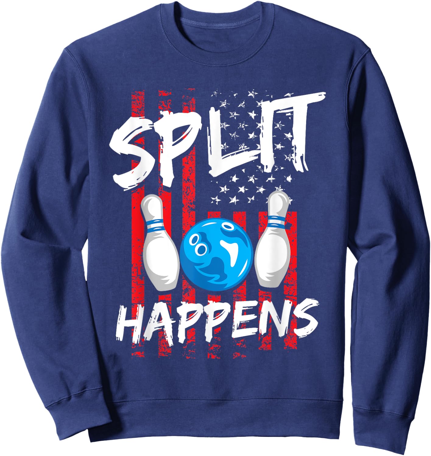 Split Happens - Bowler Men Funny Bowling Sweatshirt - Sweatshirt | Navy
