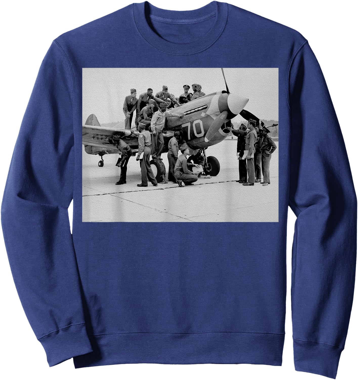 Retro Black Airmen Black History World War 2 Tuskegee Pilots Sweatshirt - Sweatshirt | Navy