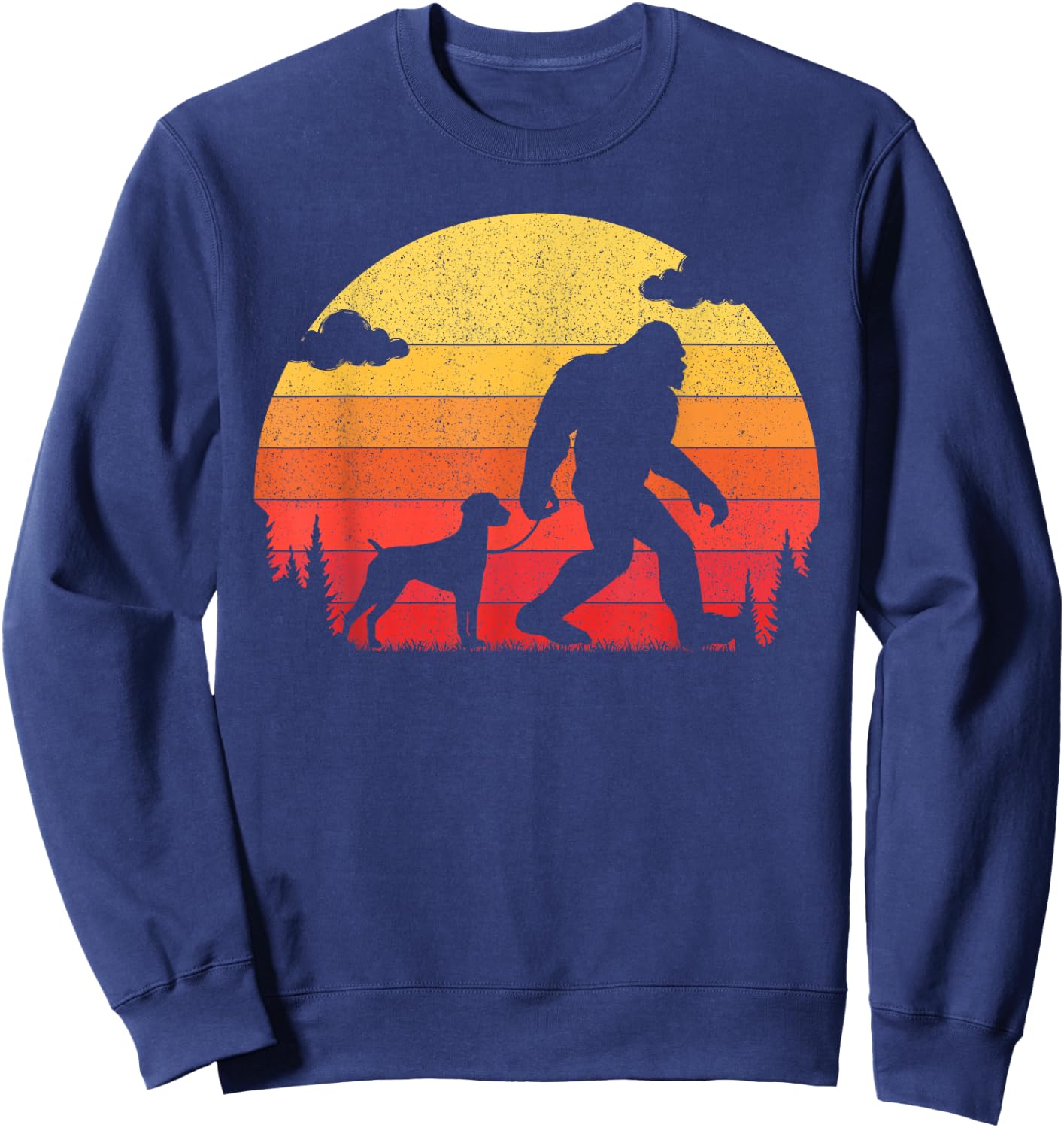 Retro Bigfoot Walking German Shorthaired Pointer Dog Sweatshirt - Sweatshirt | Navy
