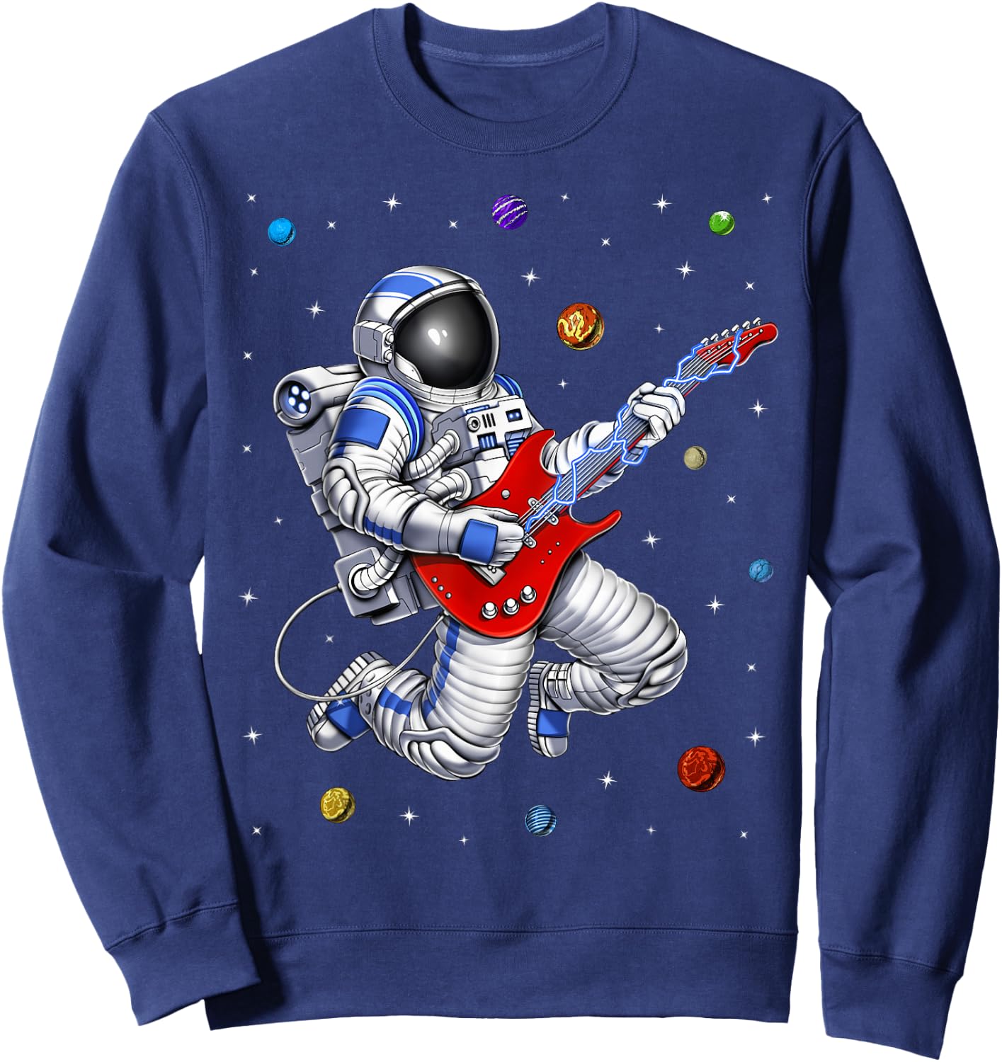 Space Astronaut Playing Electric Guitar Musician Guitarist Sweatshirt - Sweatshirt | Navy