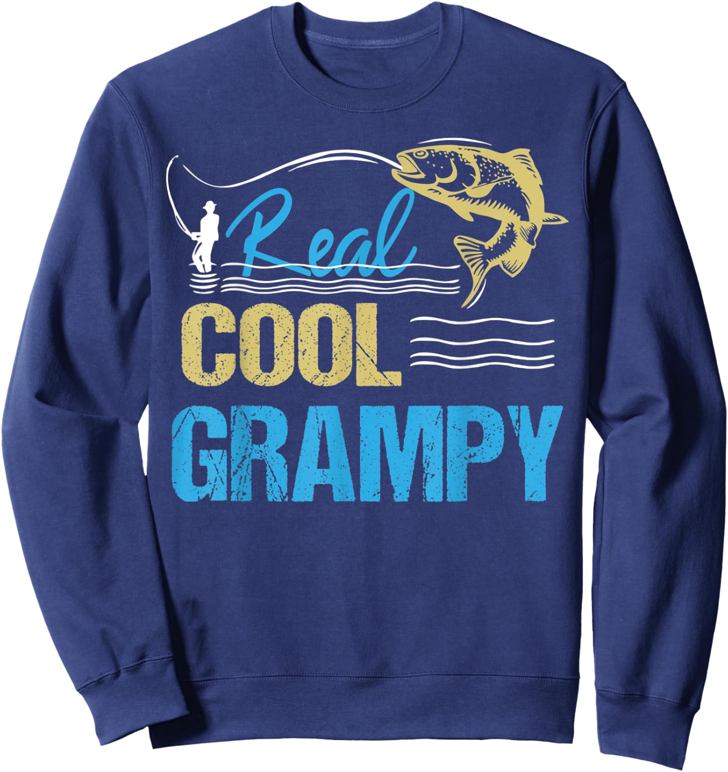 Vintage Reel Cool Grampy Fishing Daddy Grandpa Fathers Day Sweatshirt - Sweatshirt | Navy