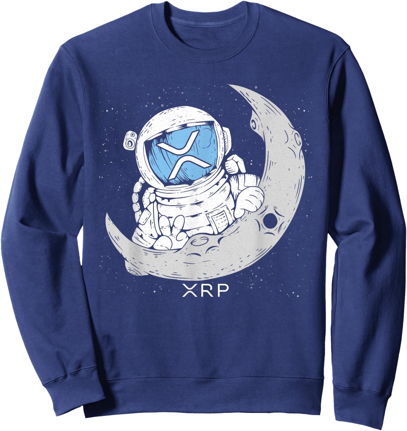 Crypto Meme - XRP Cryptocurrency - Astronaut Moon - XRP Sweatshirt - Sweatshirt | Navy