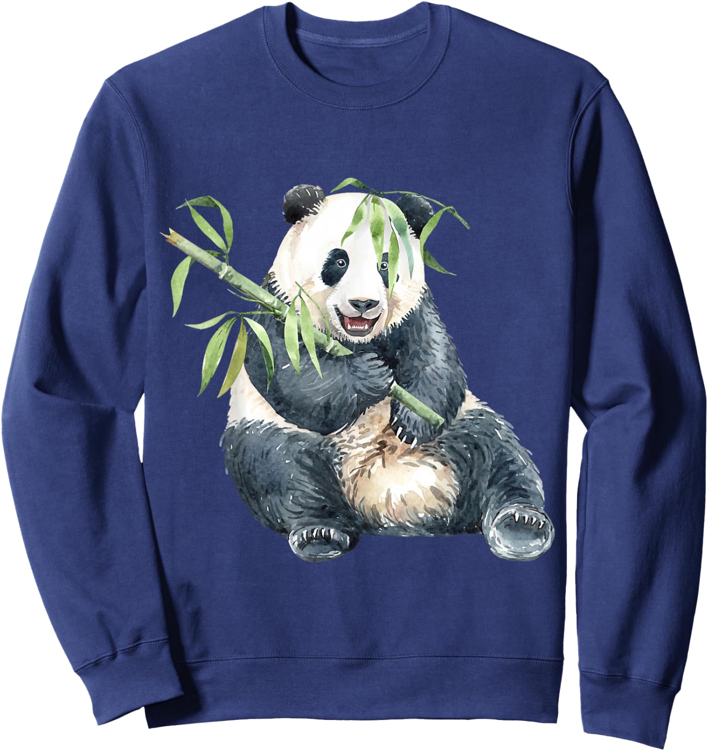 Panda Eating Bambus Watercolor Sweatshirt - Sweatshirt | Navy