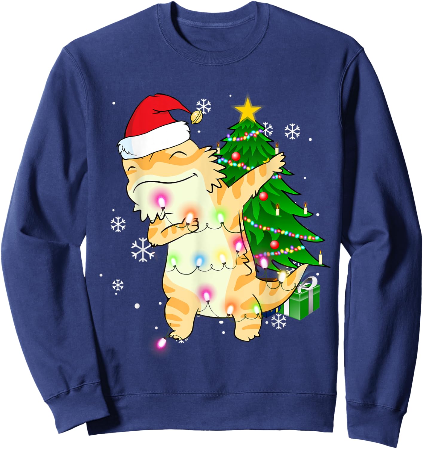 Dabbing Bearded Dragon Christmas Costume Cute Youth Kids Sweatshirt - Sweatshirt | Navy