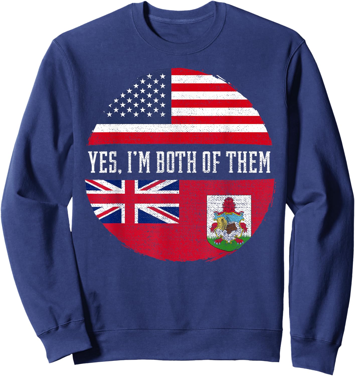 Half American Half Bermudian USA Flag Bermuda Heritage DNA Sweatshirt - Sweatshirt | Navy