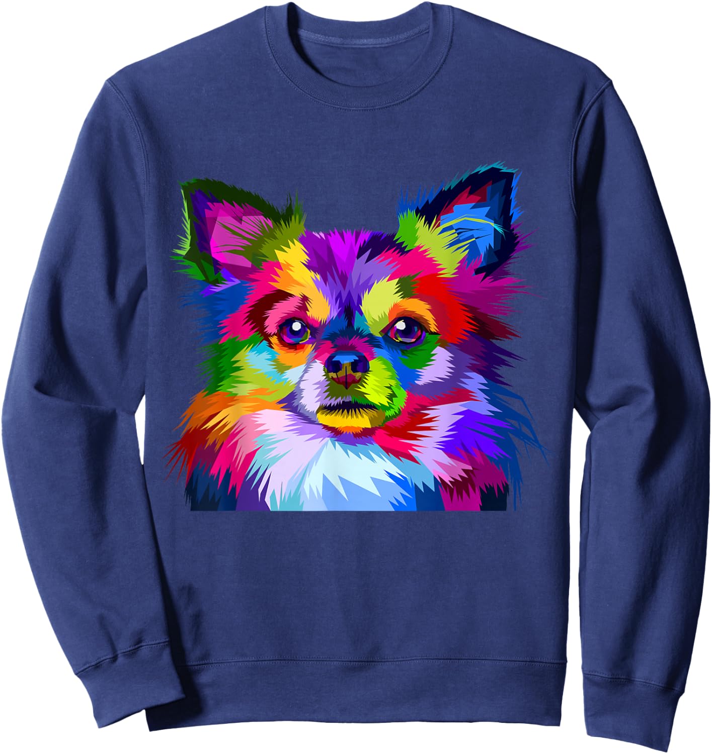 Long Hair Chihuahua Pop Art Portrait Art for Dog Owners Sweatshirt - Sweatshirt | Navy
