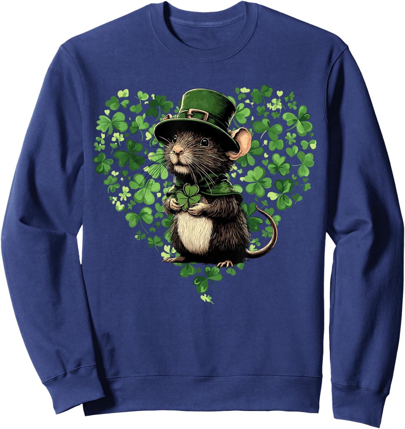 Funny St. Patrick’s Day Rat Lovers Lucky Shamrock Irish Sweatshirt - Sweatshirt | Navy