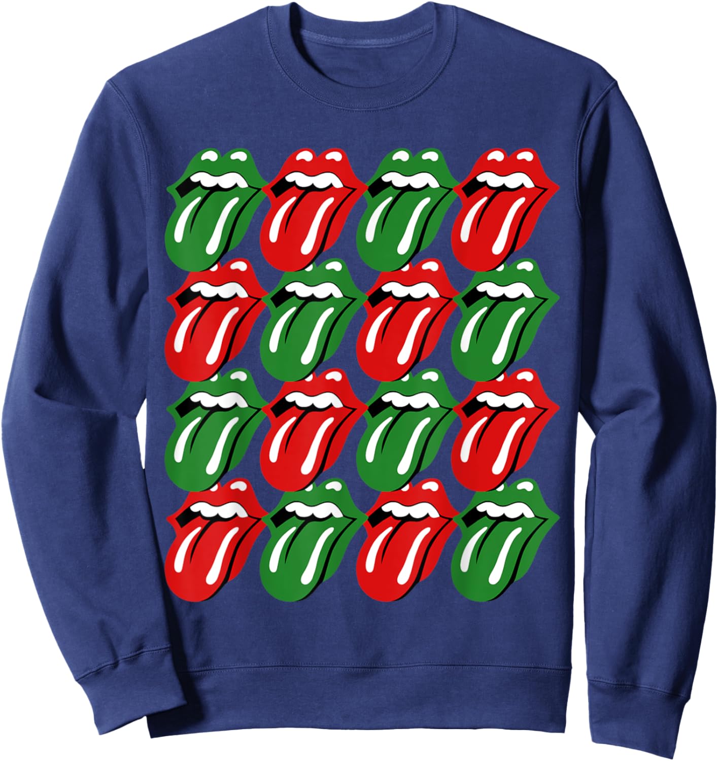 Rolling Stones Holiday Tongue Repeat Logo Sweatshirt - Sweatshirt | Navy