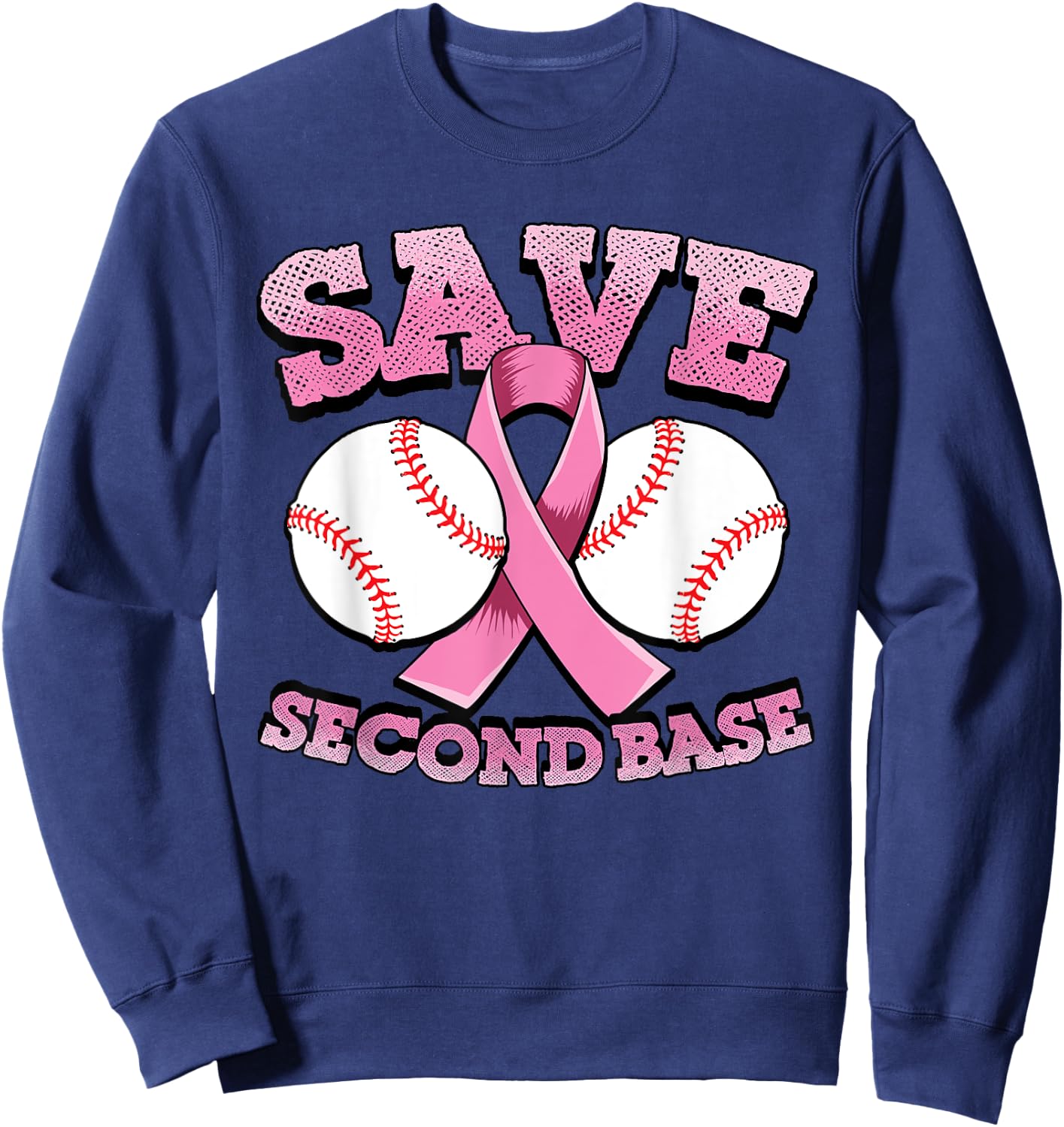 Breast cancer shirt men - baseball shirt - Save second base Sweatshirt - Sweatshirt | Navy