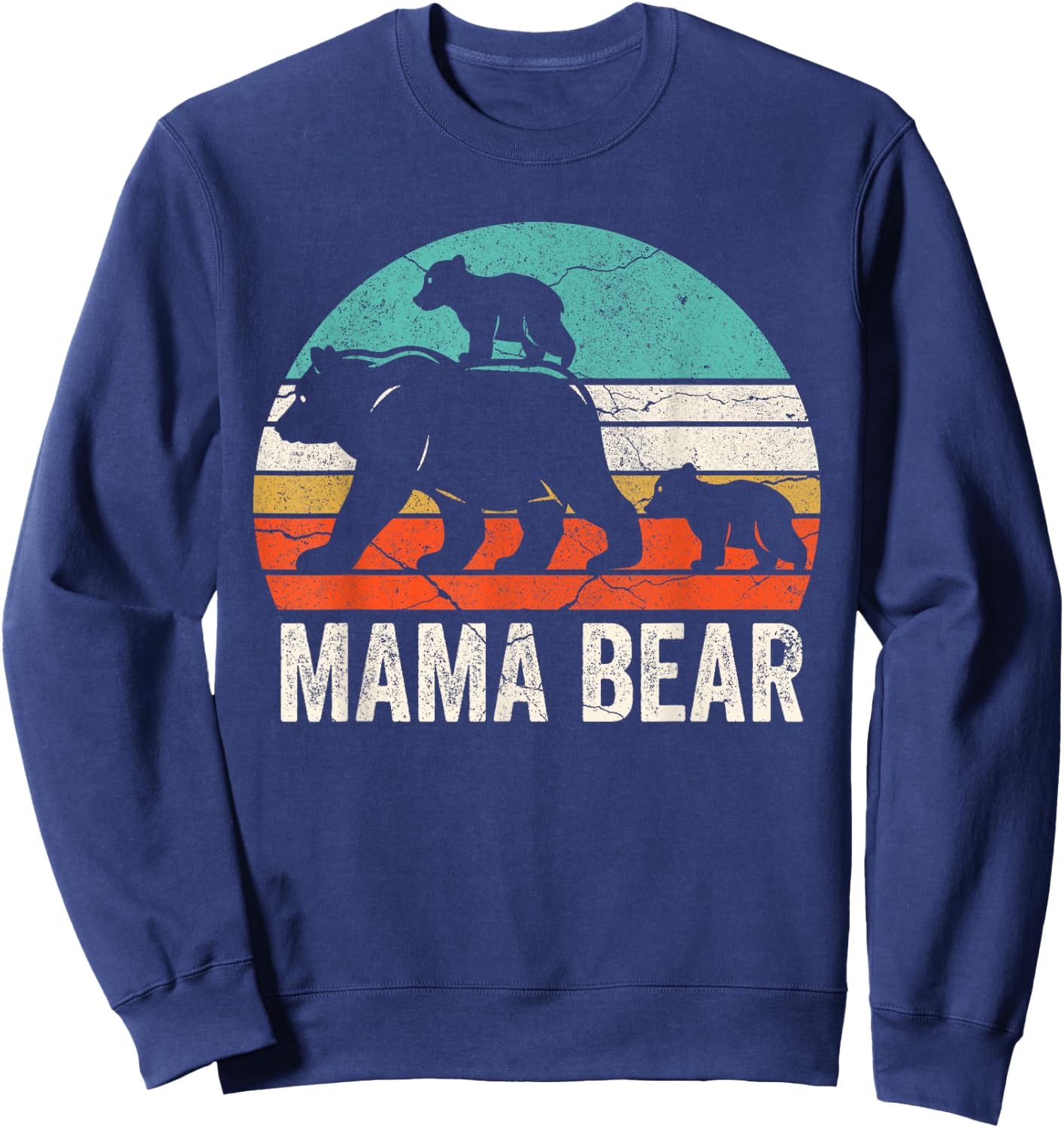 Cute Mama Bear 2 Cubs Shirt Mama Bear Twin Mom 2 Kids Sweatshirt - Sweatshirt | Navy