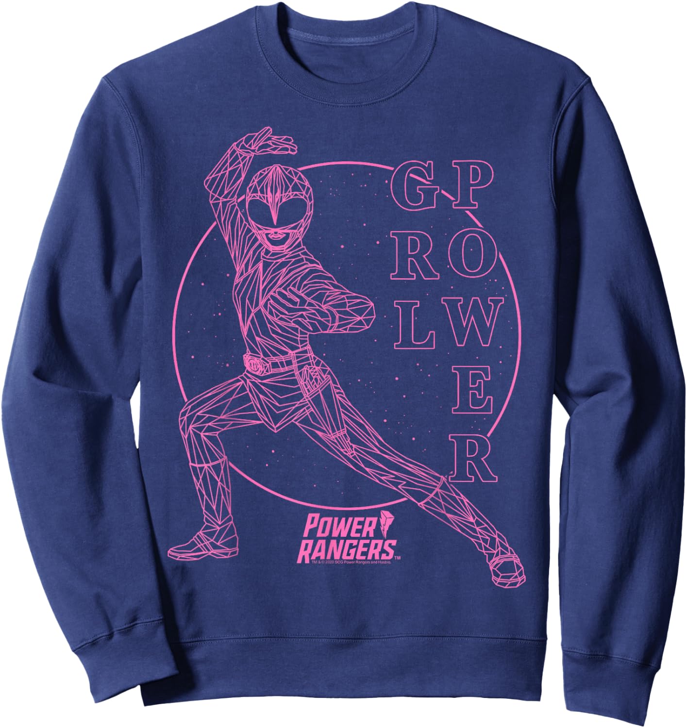 Power Rangers Pink Ranger Girl Power Geometric Line Art Sweatshirt - Sweatshirt | Navy