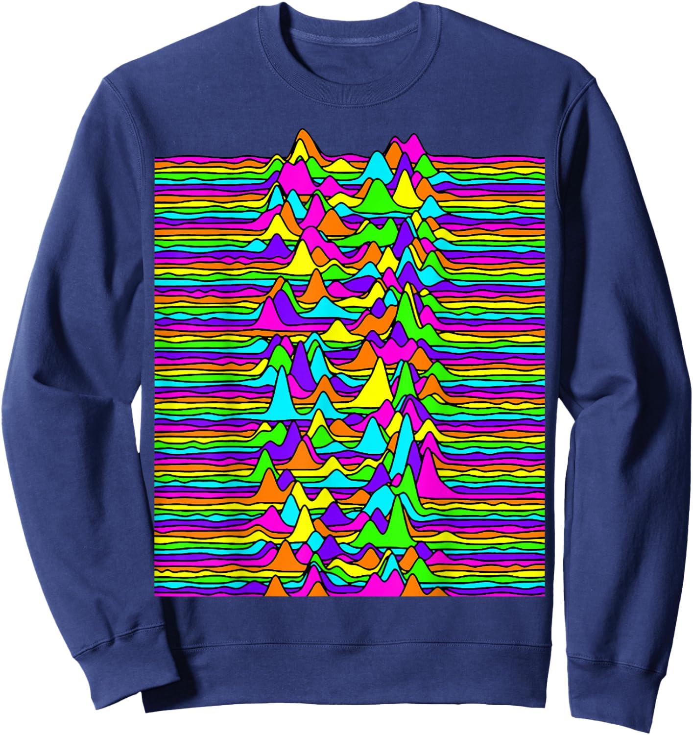 Rainbow Pulsar Waves Unknown Pleasures Space Science Teacher Women Kids Sweatshirt - Sweatshirt | Navy