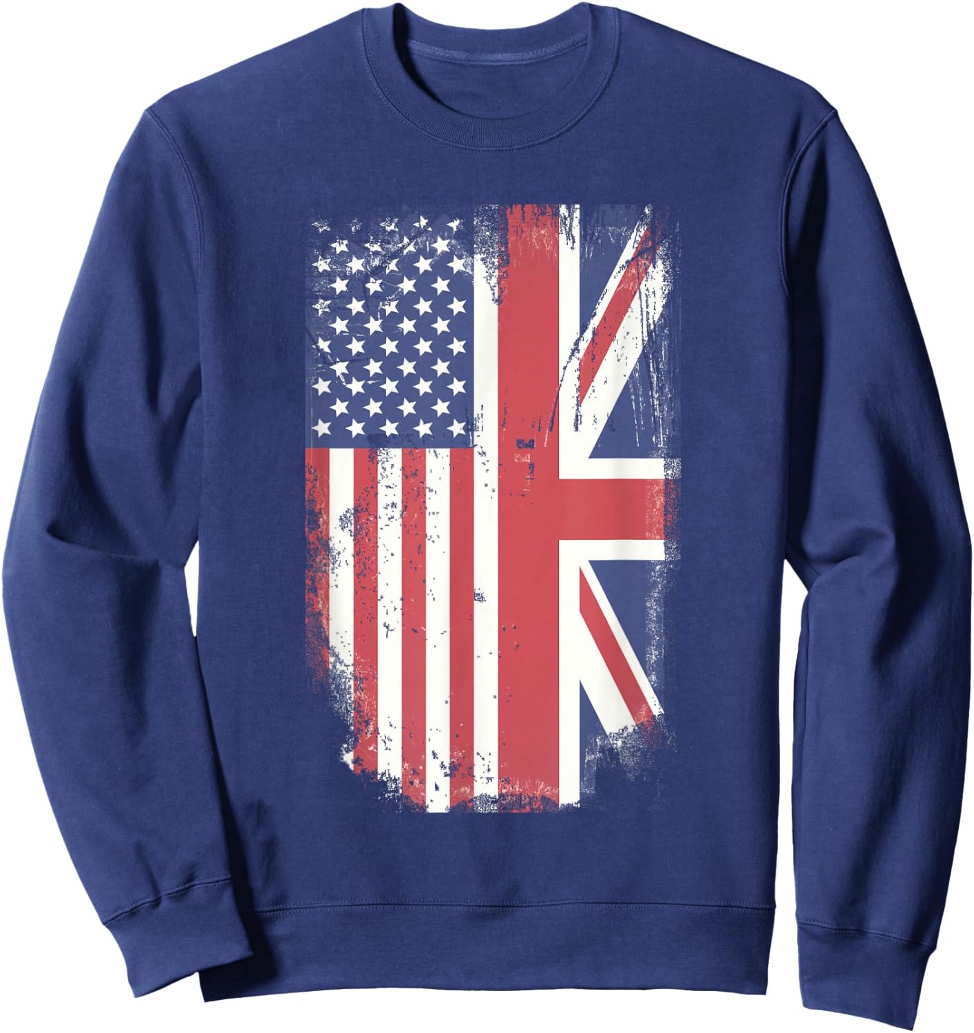 American Flag & British Flag USA UK Stars Stripes Union Jack Sweatshirt - Sweatshirt | Navy