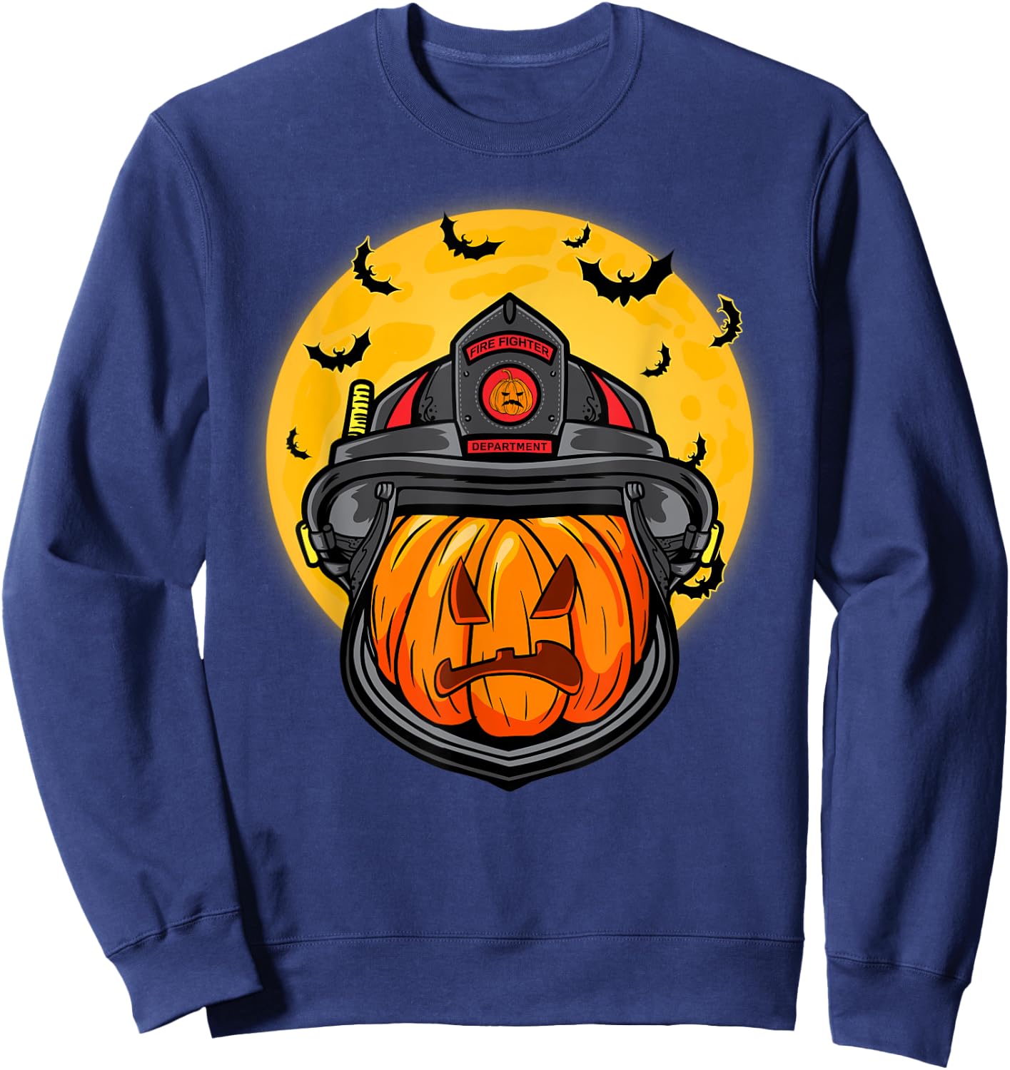 Firefighter Pumpkin Firefighter Halloween Fireman Halloween Sweatshirt - Sweatshirt | Navy