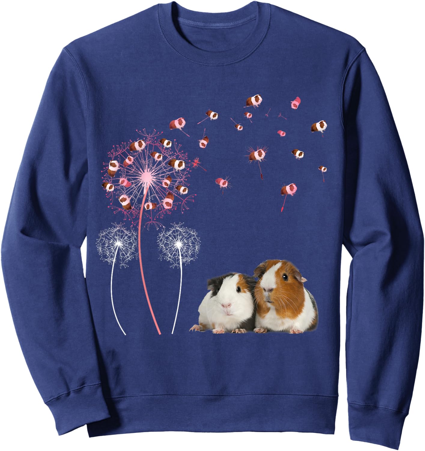Dandelion Guinea Pig Cute Guinea Pig Floral Dandelion Spread Sweatshirt - Sweatshirt | Navy