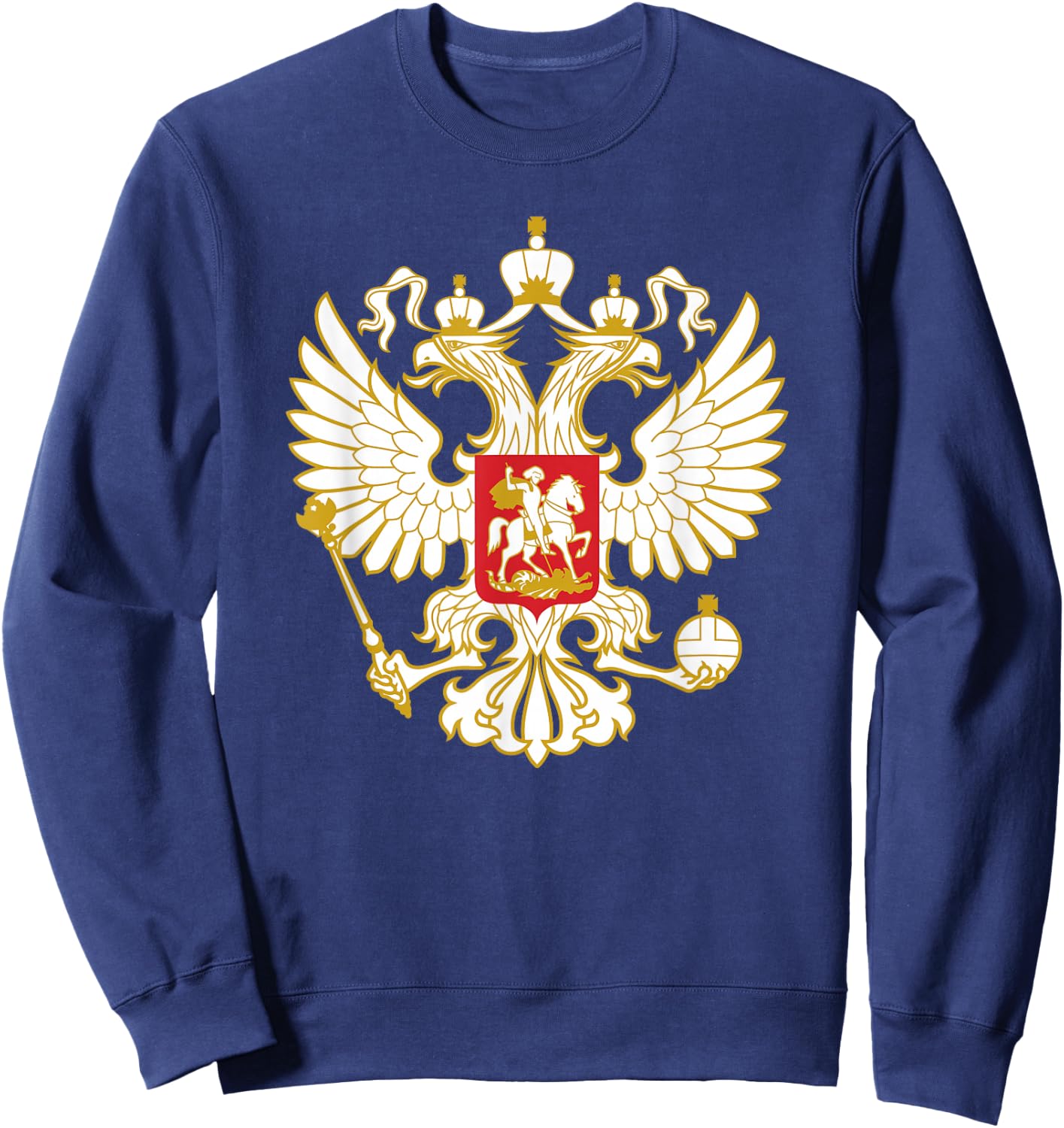 Russian Eagle Coat of Arms Russia Russian Flag Sweatshirt - Sweatshirt | Navy