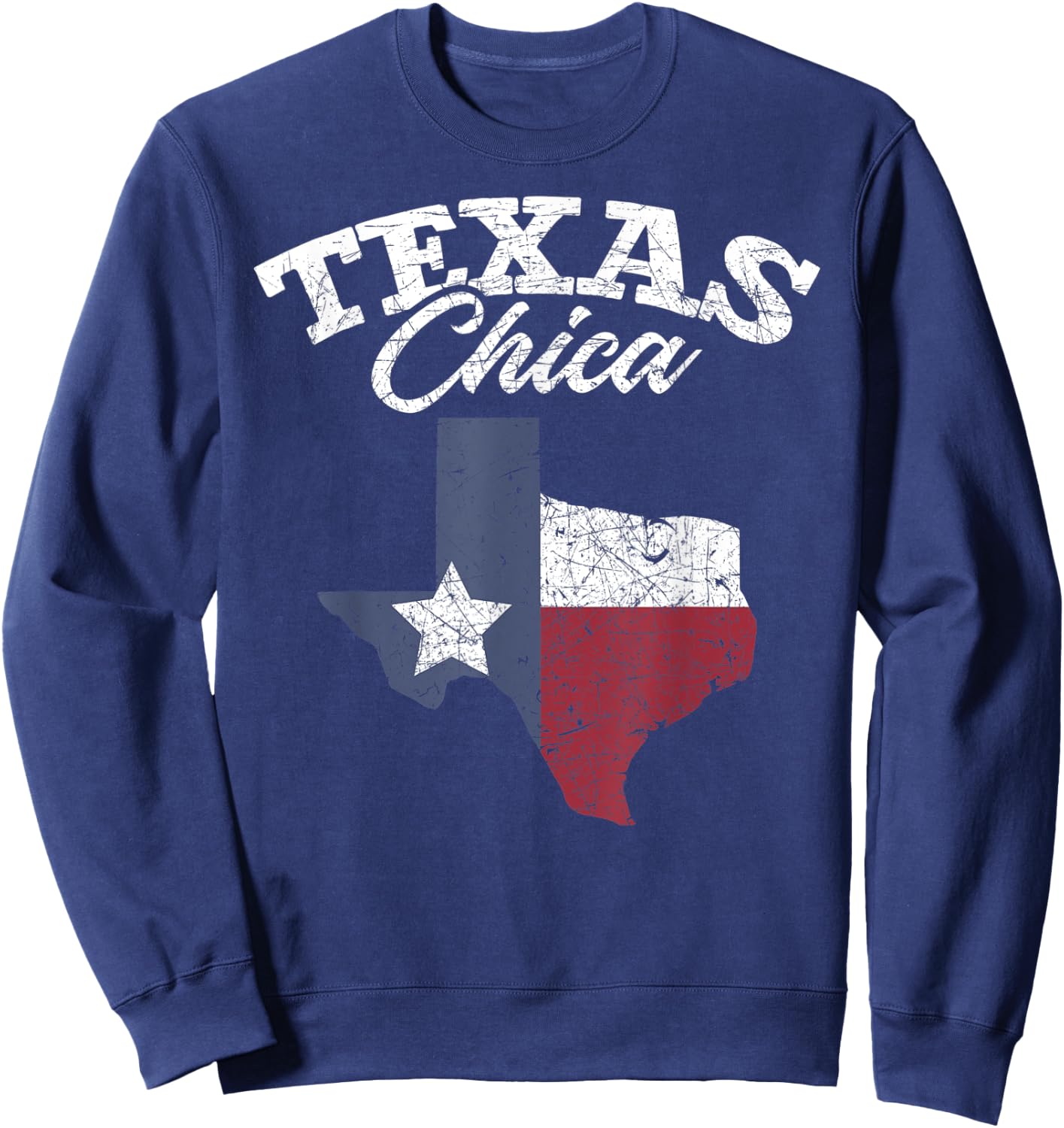 Patriotic Texan Women Girls Texas Chica Texas Flag Texas Sweatshirt - Sweatshirt | Navy