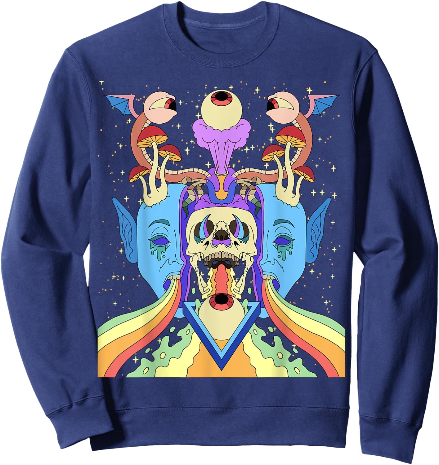 Psychedelic Crazy Abstract Art Sick Colorful Hippie Trippy Sweatshirt - Sweatshirt | Navy