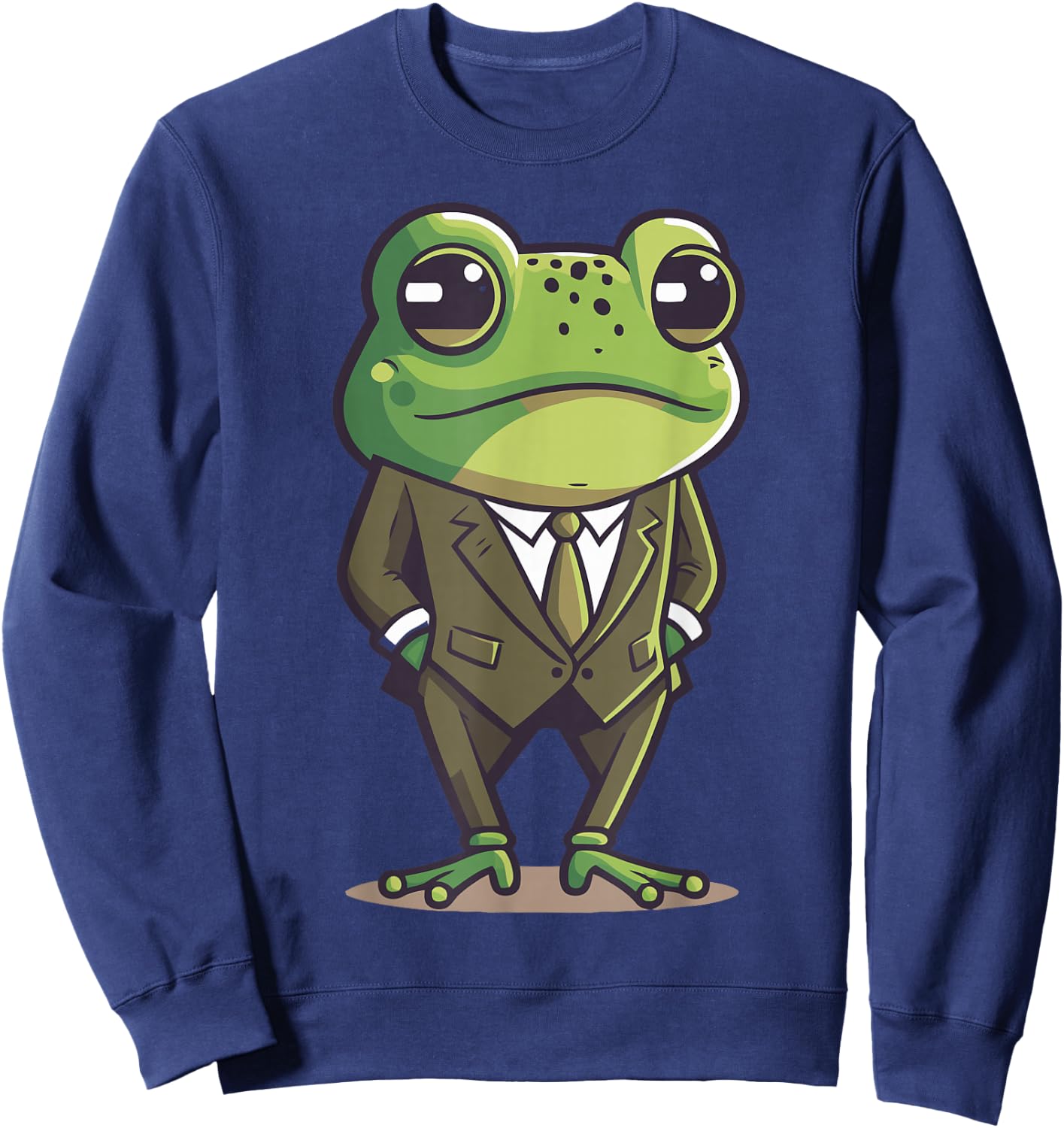 Frog man, mr frog, frog in suit, serious frog, funny frog Sweatshirt - Sweatshirt | Navy