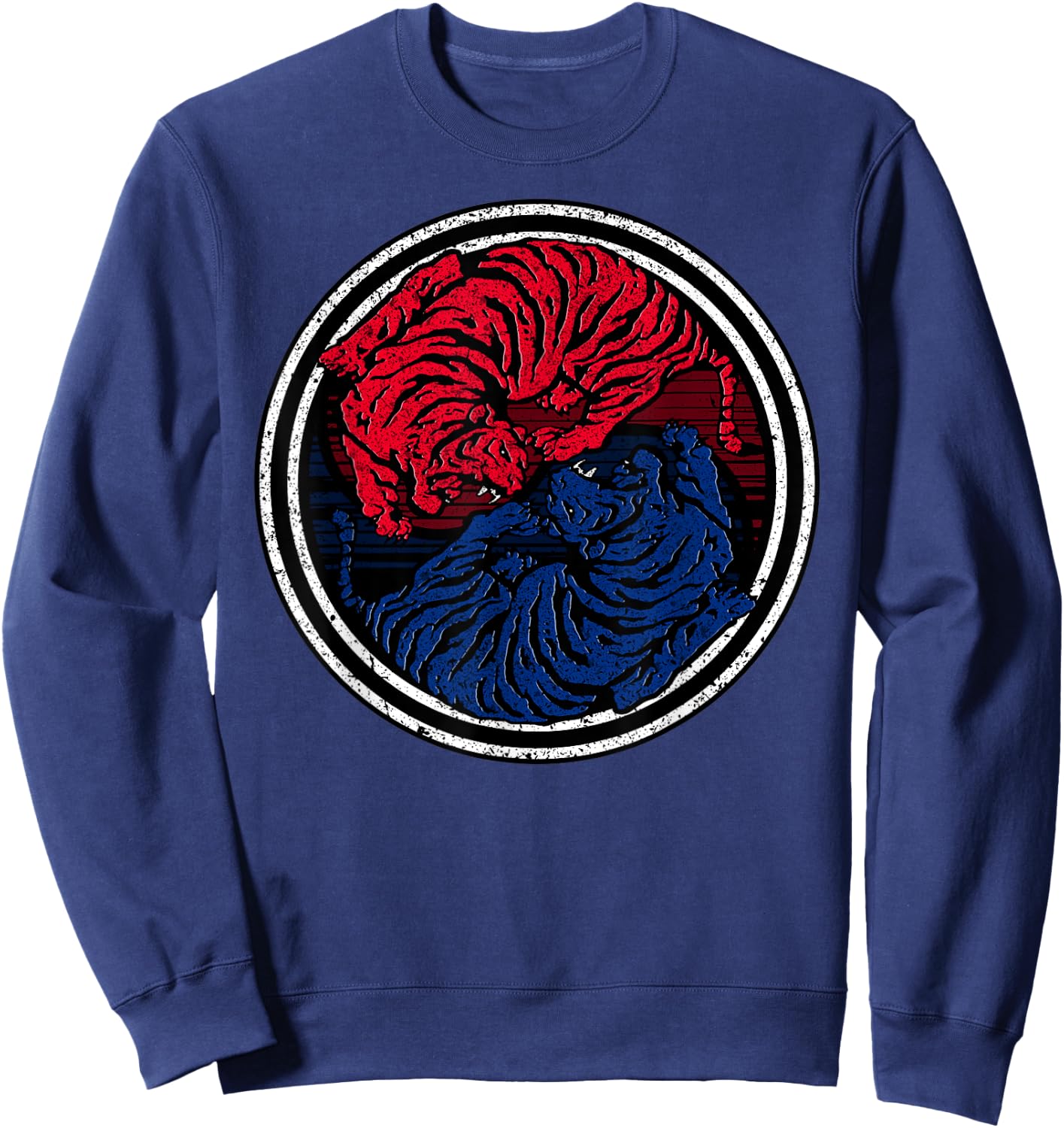 Traditional Korean Flag Tiger Taekwondo Sweatshirt - Sweatshirt | Navy