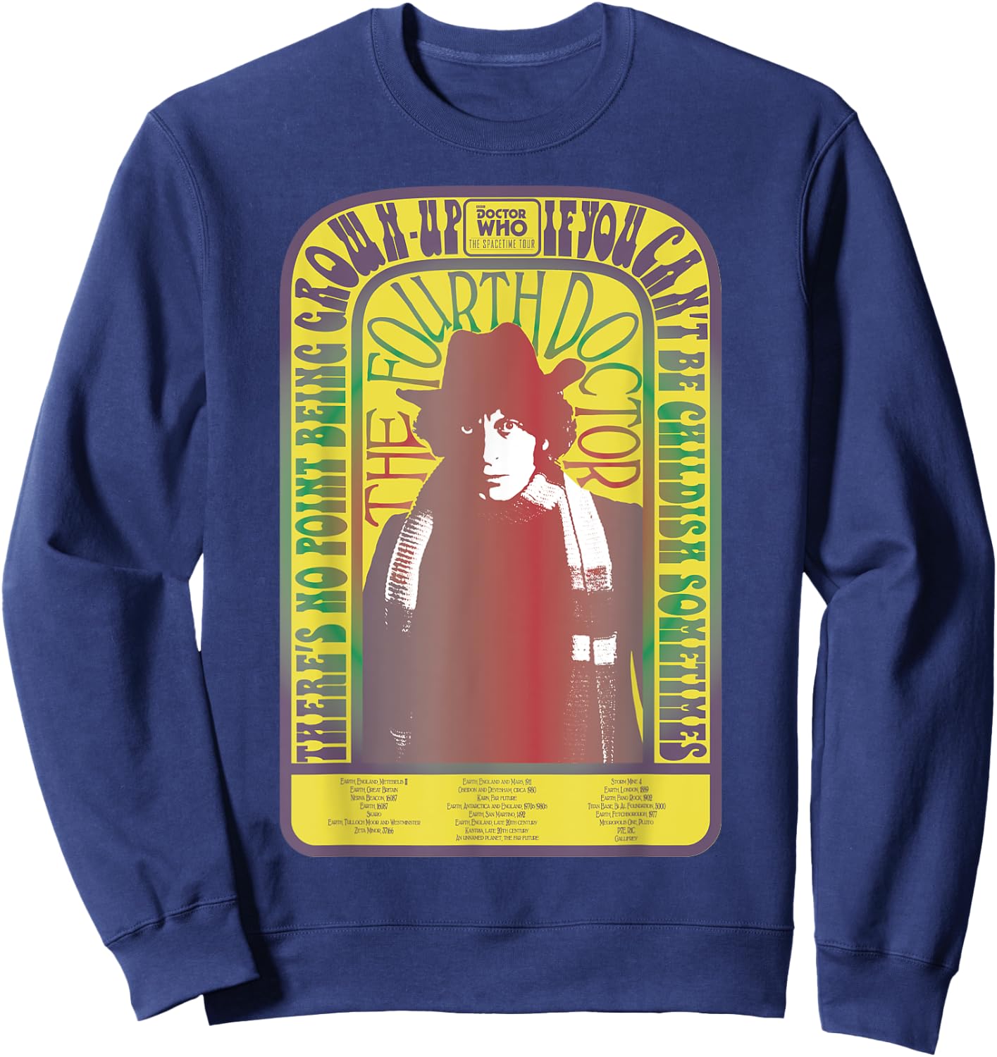 Spacetime-Tour 4th Doctor Baker Retro Time Travel Sweatshirt - Sweatshirt | Navy