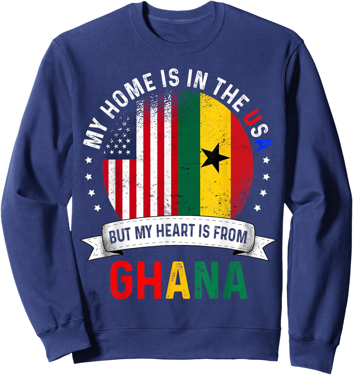 Ghanaian American Patriot Heart is from Ghana Flag Sweatshirt - Sweatshirt | Navy