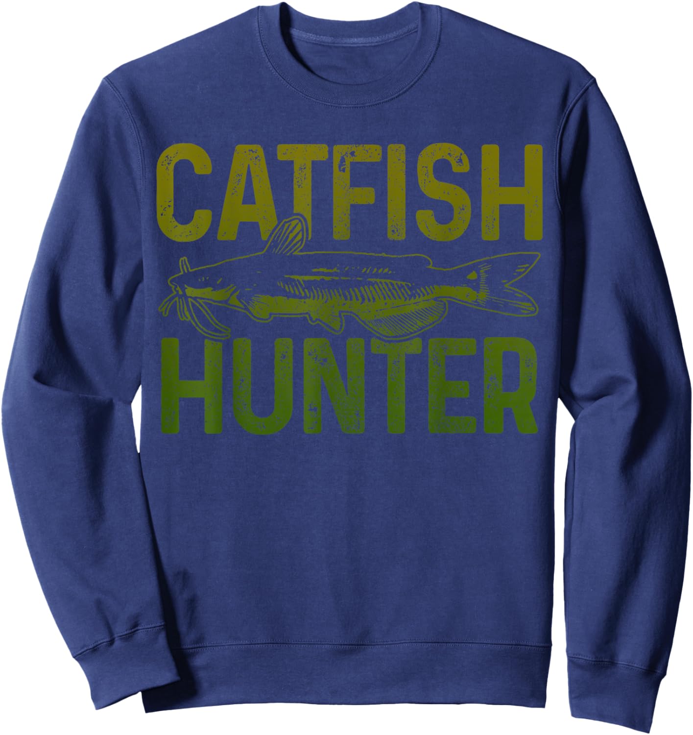 Catfishing Apparel For Catfish Lovers Men's Black Cotton 60% Polyester 40% Modern Classic Small Short Sleeve Catfish Fishing Gift Sweatshirt - Sweatshirt | Navy