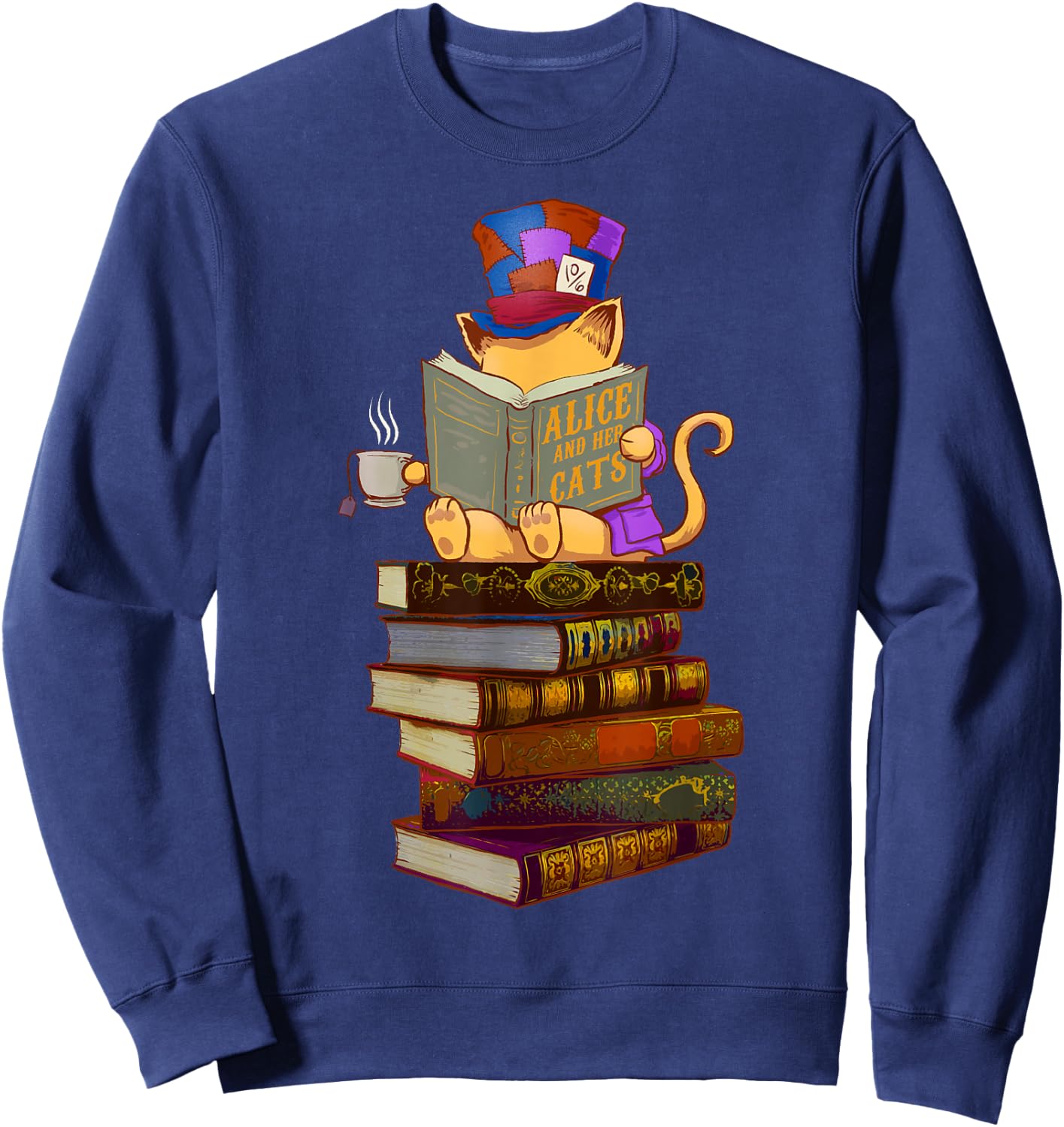 Kittens, Cats, tea party and books Sweatshirt - Sweatshirt | Navy