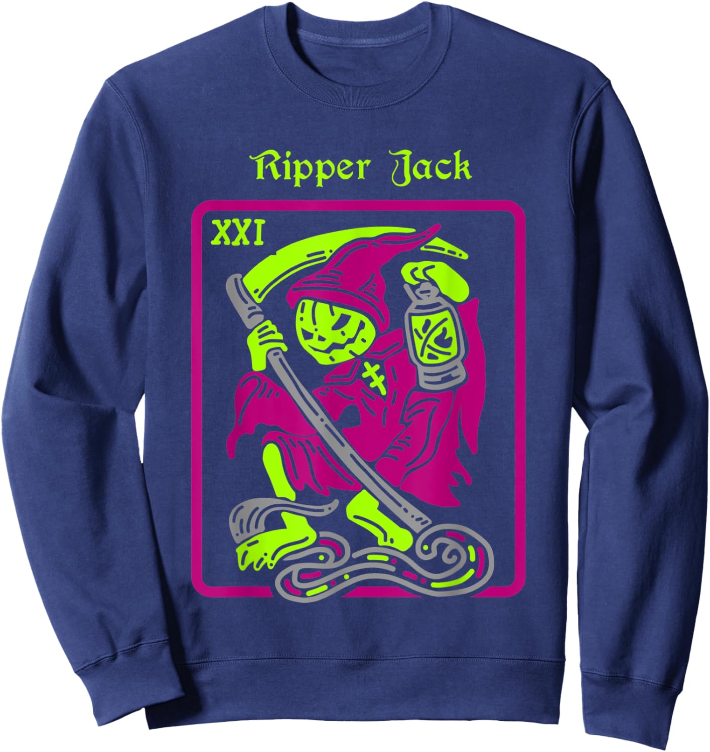 Ripper Jack Tarot Card Halloween Occult Decor Men Women Sweatshirt - Sweatshirt | Navy