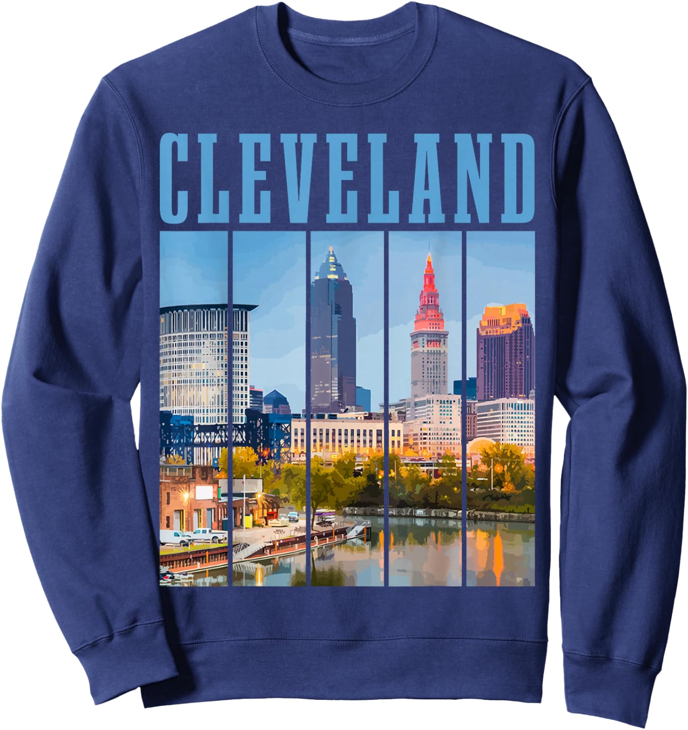 Cleveland Skyline 216 Ohio Vintage Pride Sweatshirt - Sweatshirt | Navy