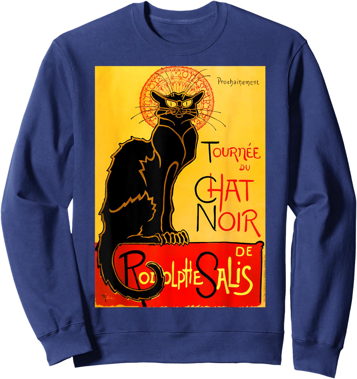 Le Chat Noir The Black Cat T Shirt Art Nouveau Cat Gift Sweatshirt - Sweatshirt | Navy
