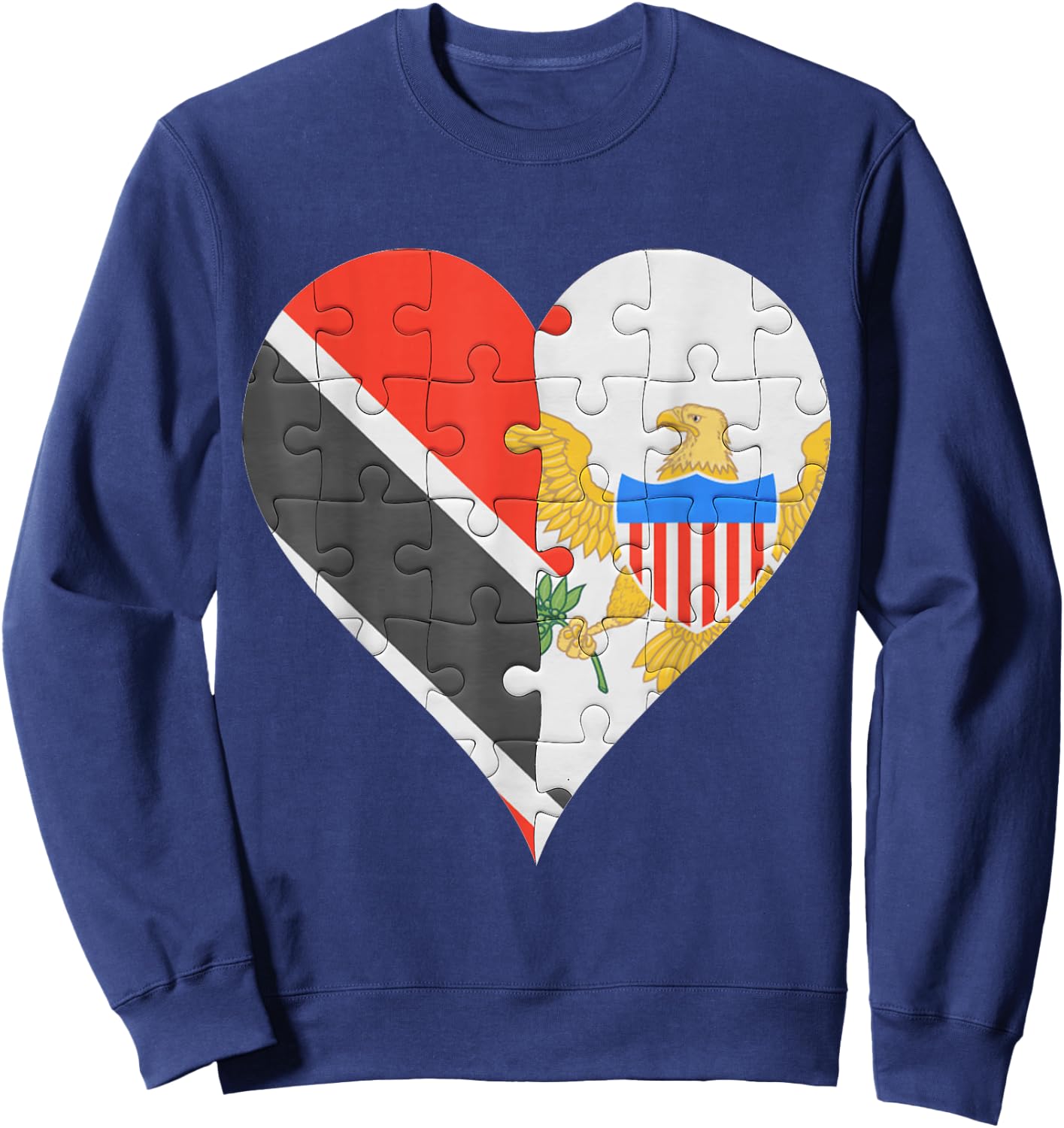 Trinidadian And Tobagoan Virgin Islander Flag Heart Sweatshirt - Sweatshirt | Navy