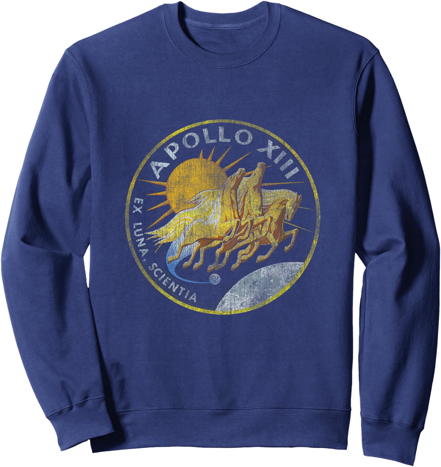 NASA Apollo 13 Mission Badge Distressed Sweatshirt - Sweatshirt | Navy