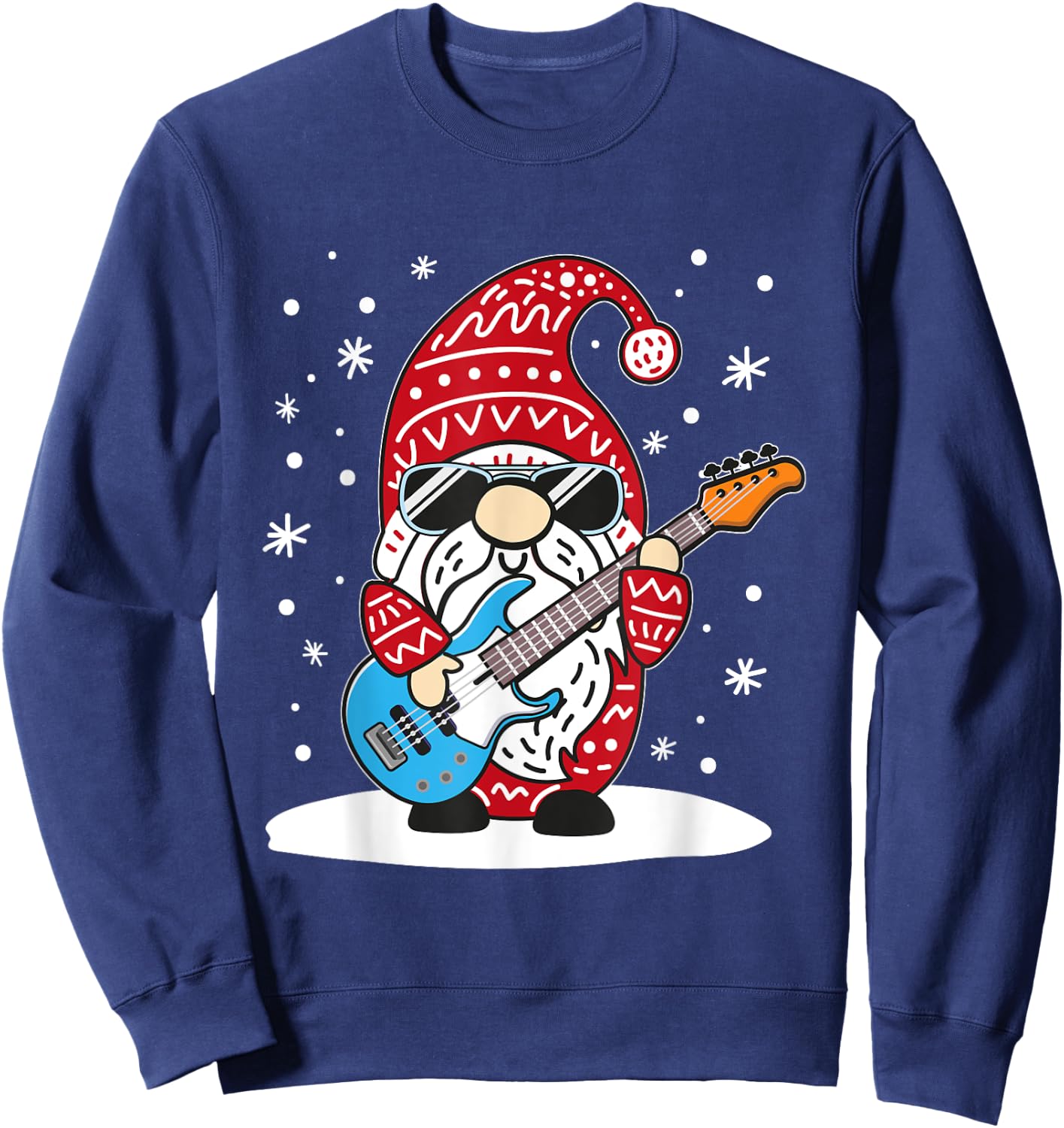 Christmas Bass Guitar Gnome Bass Player Music Lover Musician Sweatshirt - Sweatshirt | Navy