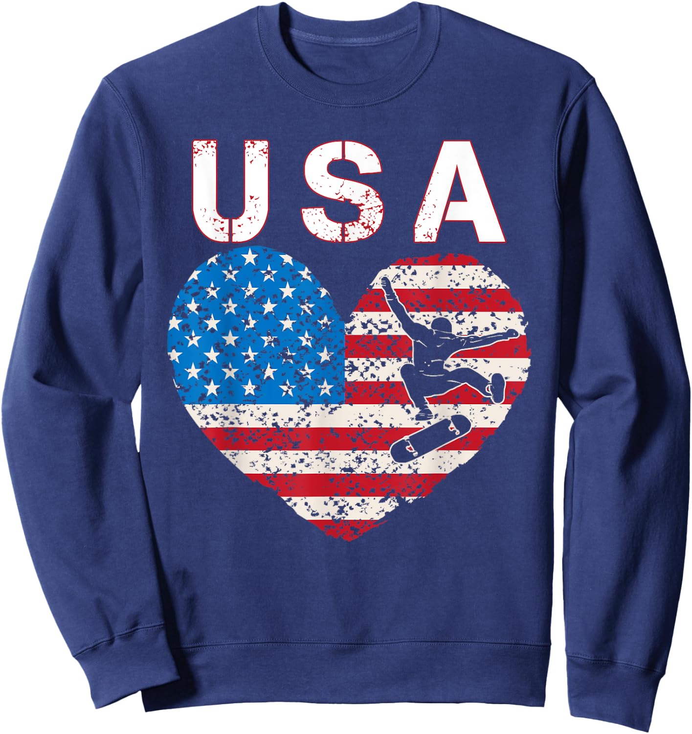 USA Skateboarding team American flag US skater men women Sweatshirt - Sweatshirt | Navy