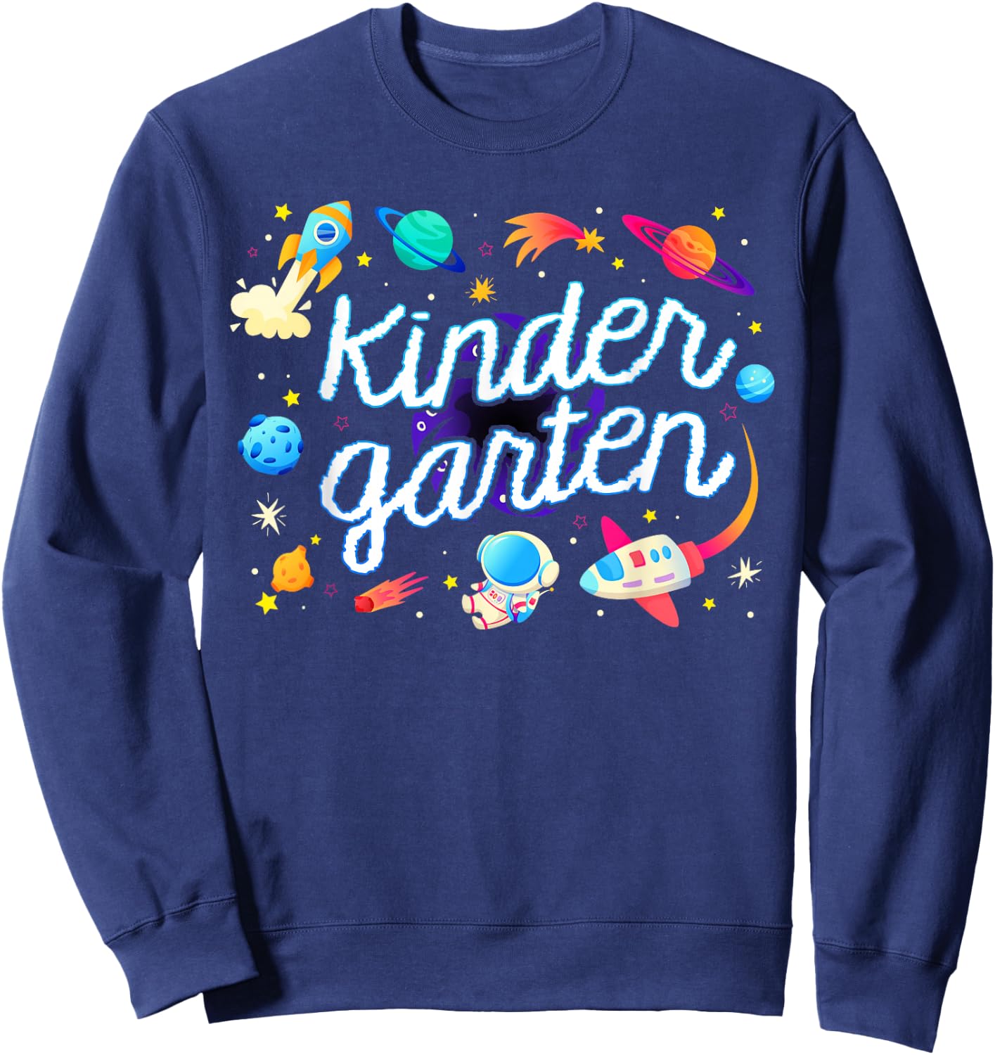 Kindergarten Astronaut Planets Space Back To School Kids Sweatshirt - Sweatshirt | Navy