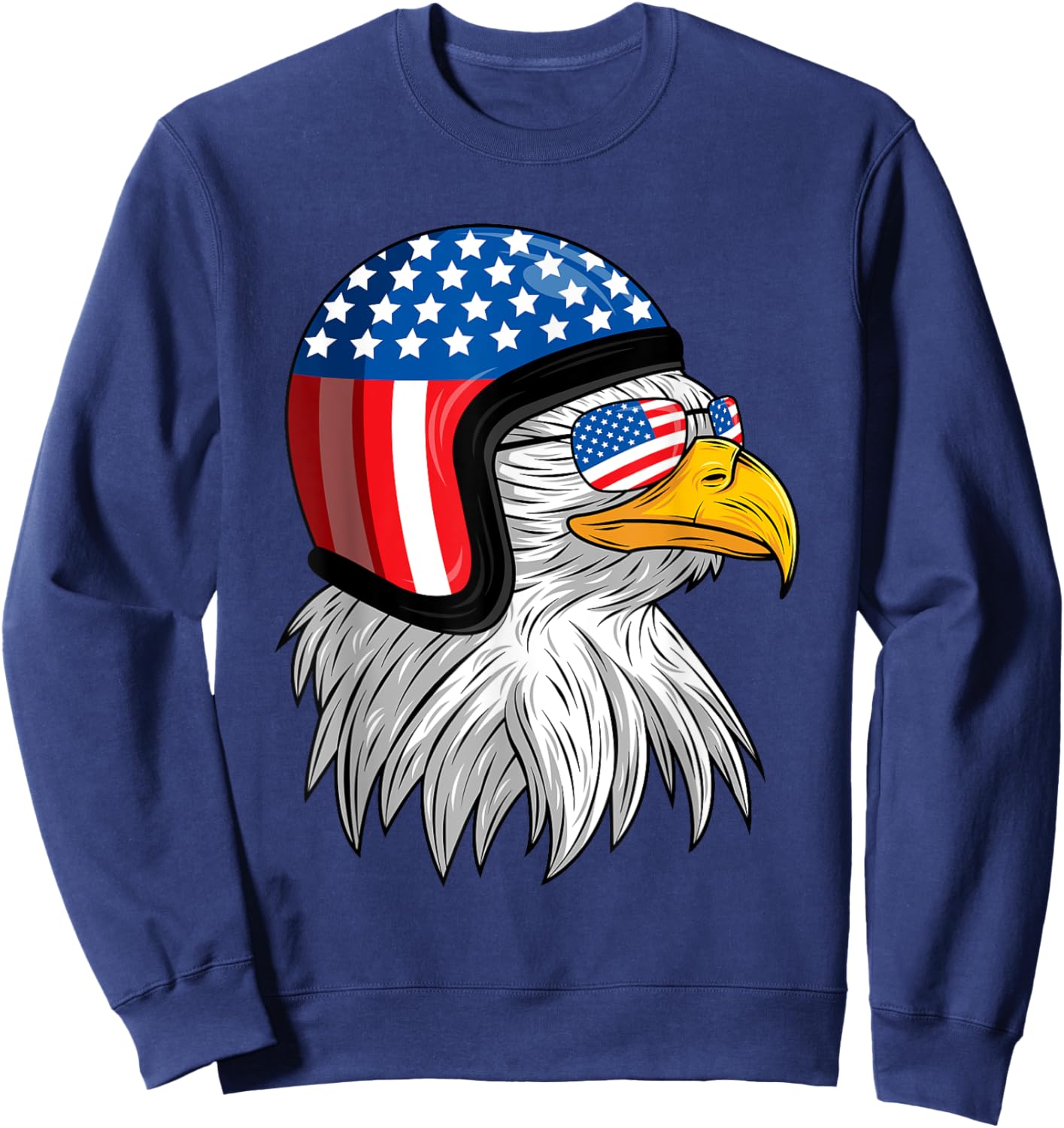 Funny Eagle Mullet Helmet USA 4th Of July American Flag Gift Sweatshirt - Sweatshirt | Navy