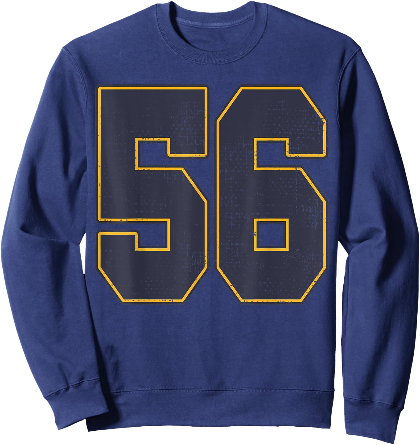 #56 Outline Number 56 Fan Varsity Sports Team Red Jersey Sweatshirt - Sweatshirt | Navy