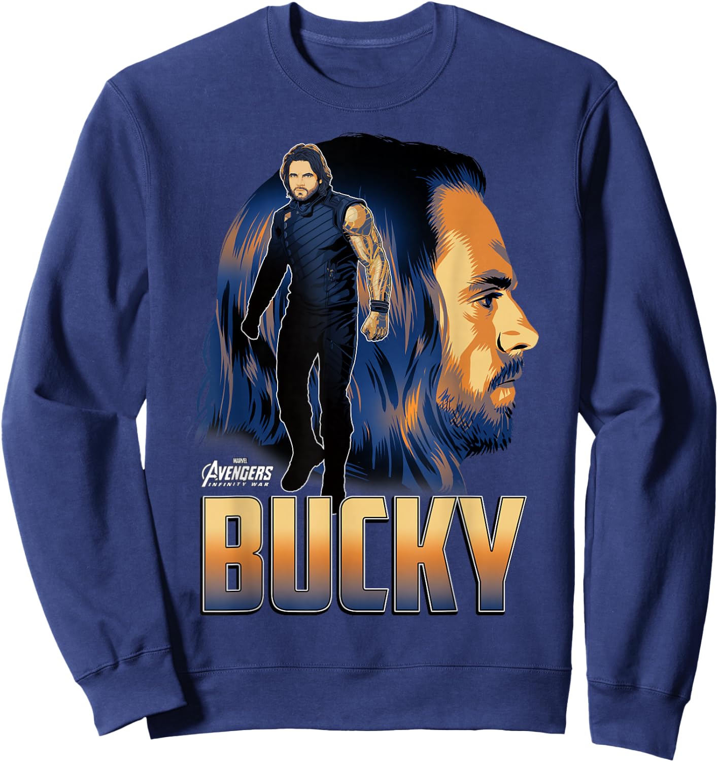 Marvel Infinity War Bucky Big Head Profile Graphic Sweatshirt - Sweatshirt | Navy