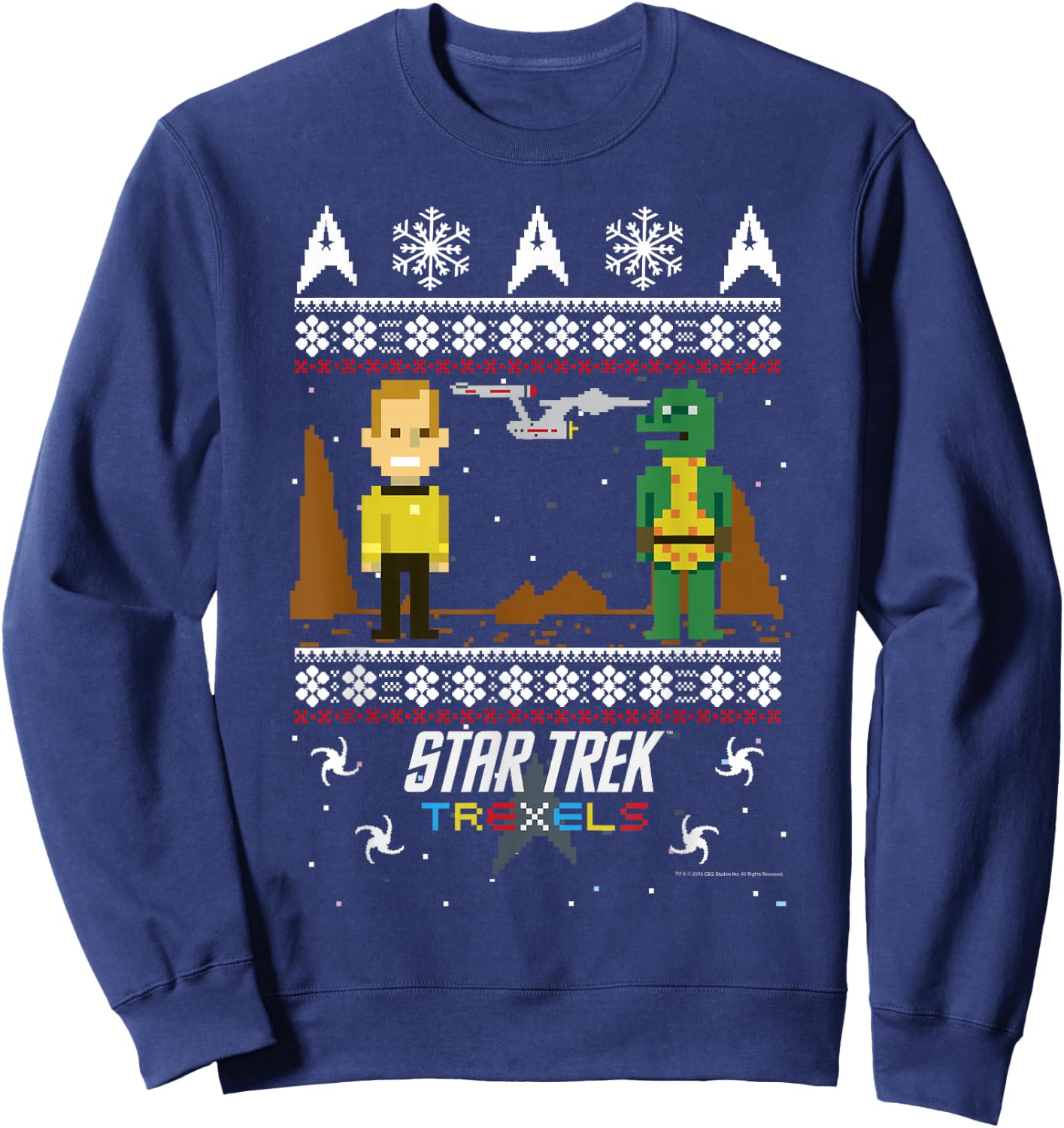 Star Trek Trexels Ugly Christmas Sweater Graphic Sweatshirt - Sweatshirt | Navy