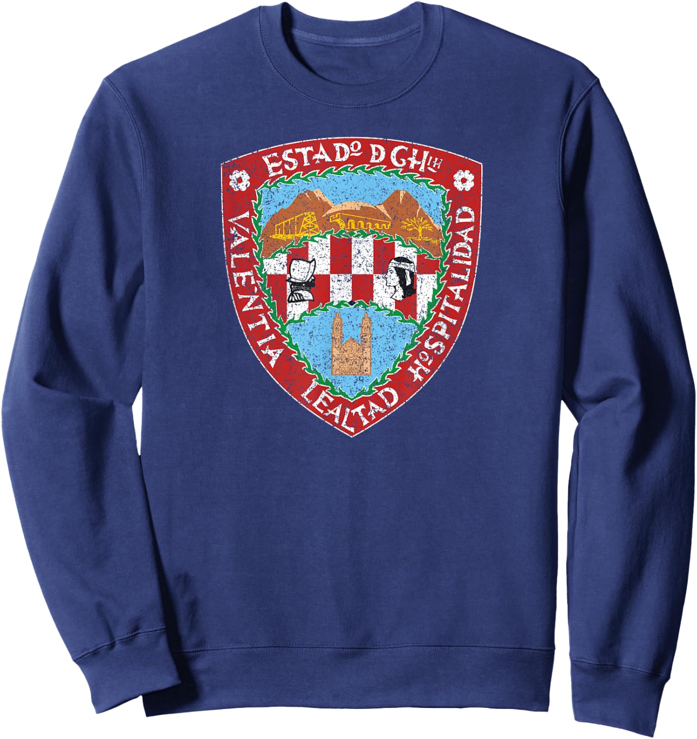 State of Chihuahua Mexico Flag Coat of Arms Sweatshirt - Sweatshirt | Navy