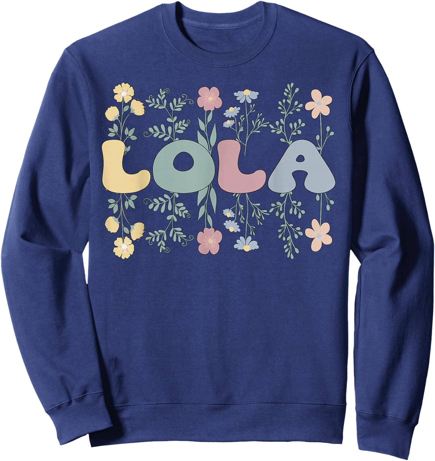 Groovy Lola Grandmother Flowers Lola Grandma Sweatshirt - Sweatshirt | Navy