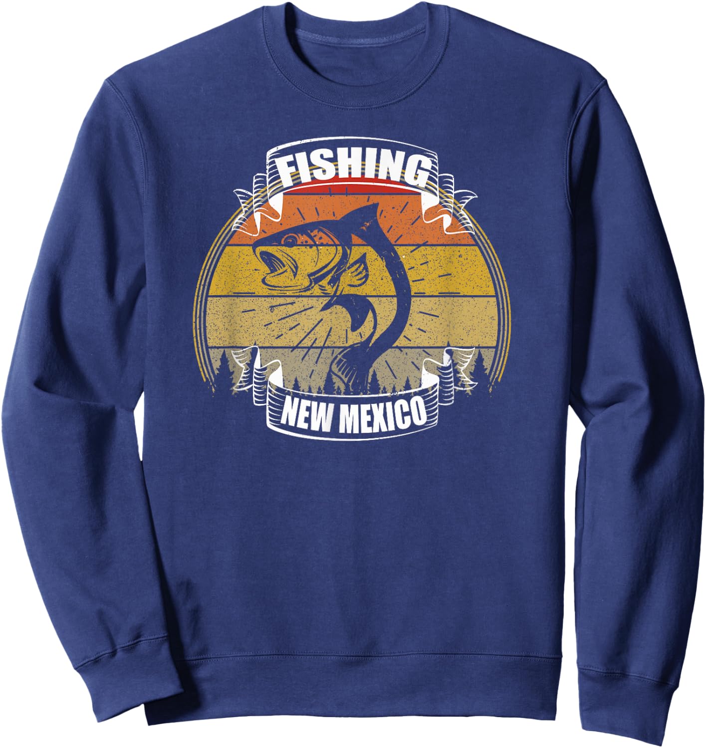 State of New Mexico Fisherman Sunset Fish New Mexico Fishing Sweatshirt - Sweatshirt | Navy