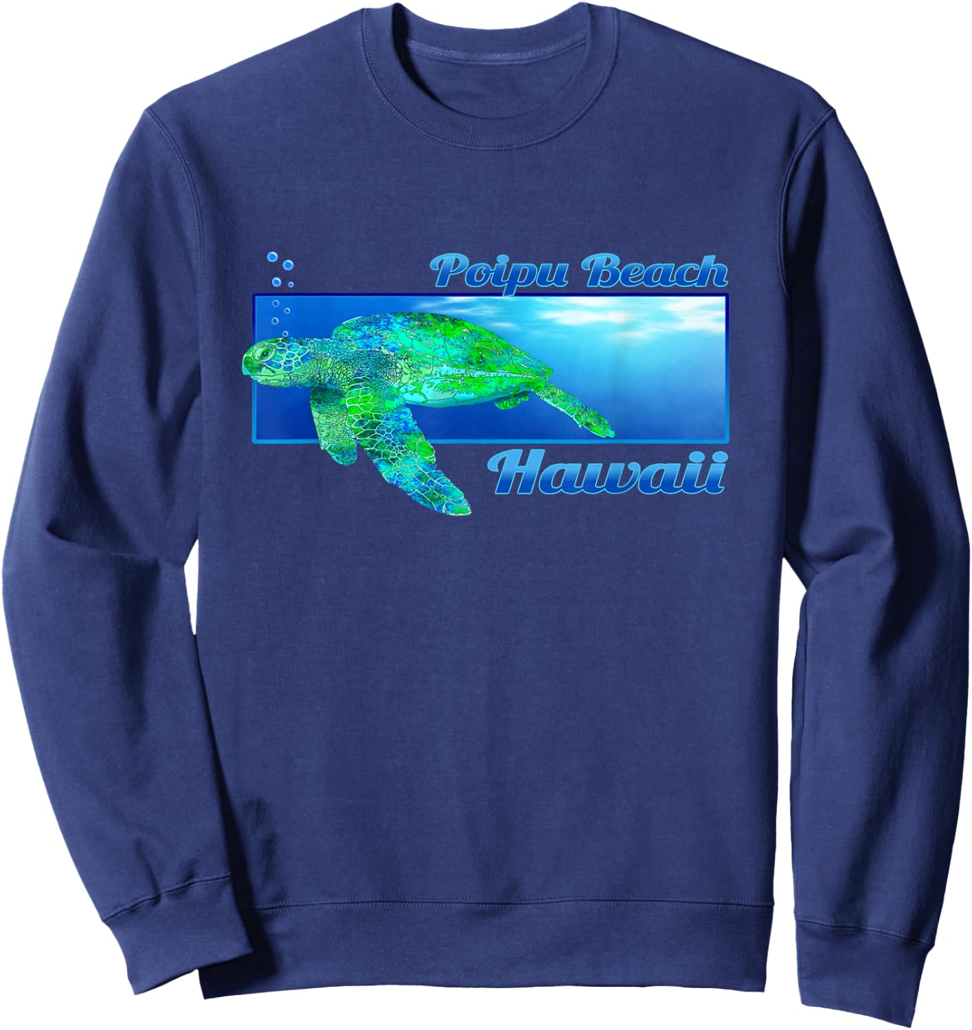 Poipu Beach Hawaii Swimming Honu Sweatshirt - Sweatshirt | Navy
