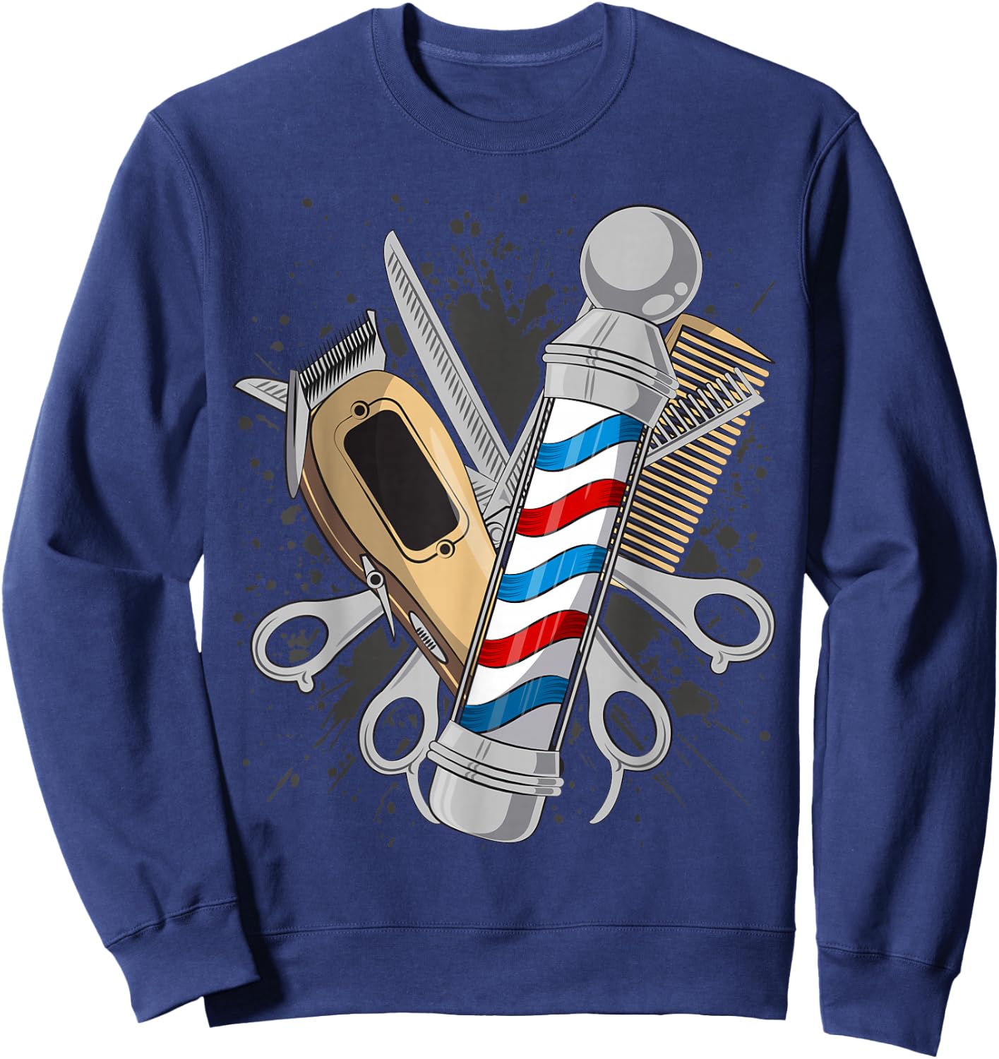 Barbers Pole Scissor Hair Clippers Comb Sweatshirt - Sweatshirt | Navy